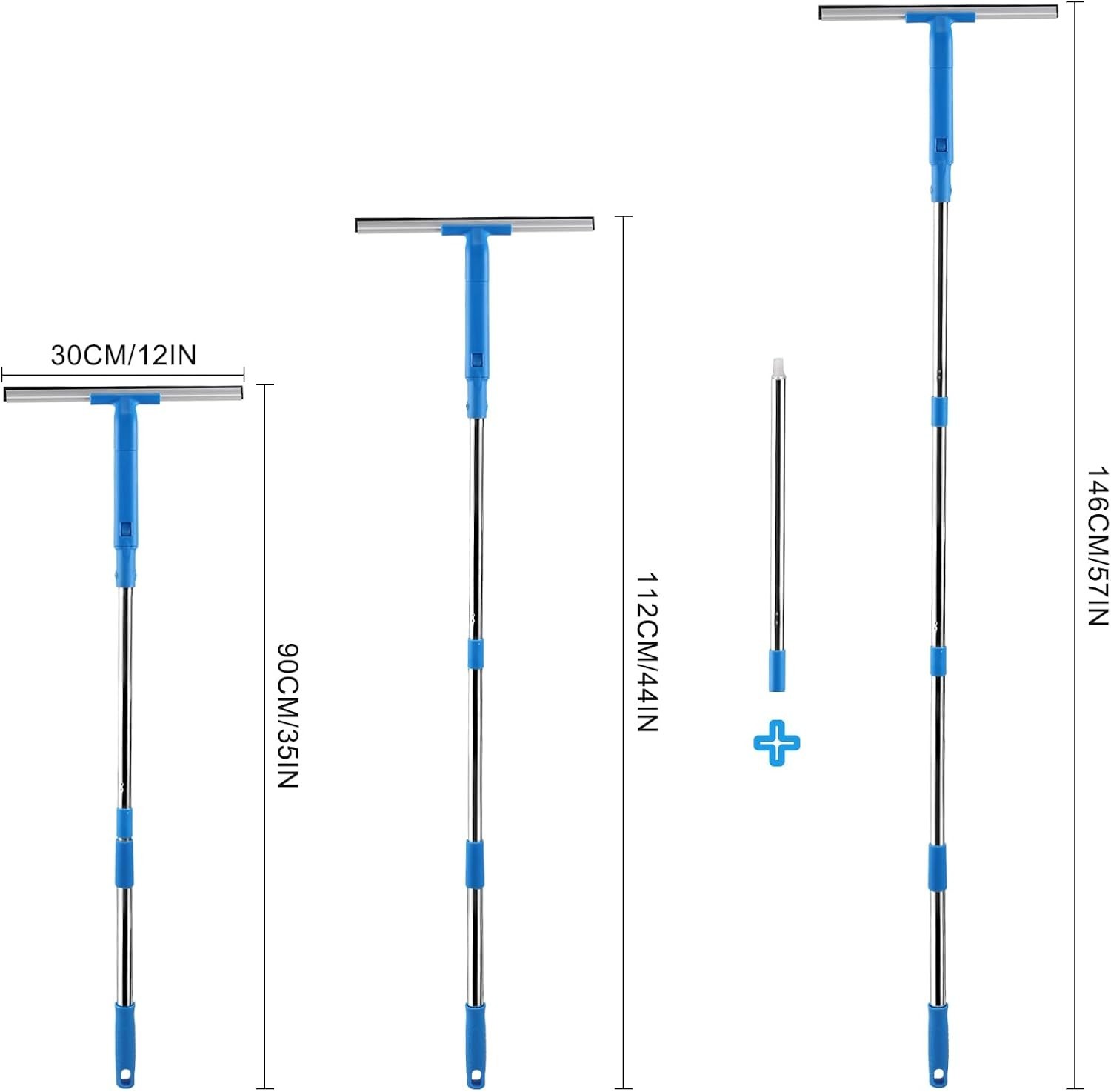 Window Cleaner with Long Handle(57In), Glass Cleaning Tools with Silicone Squeeg