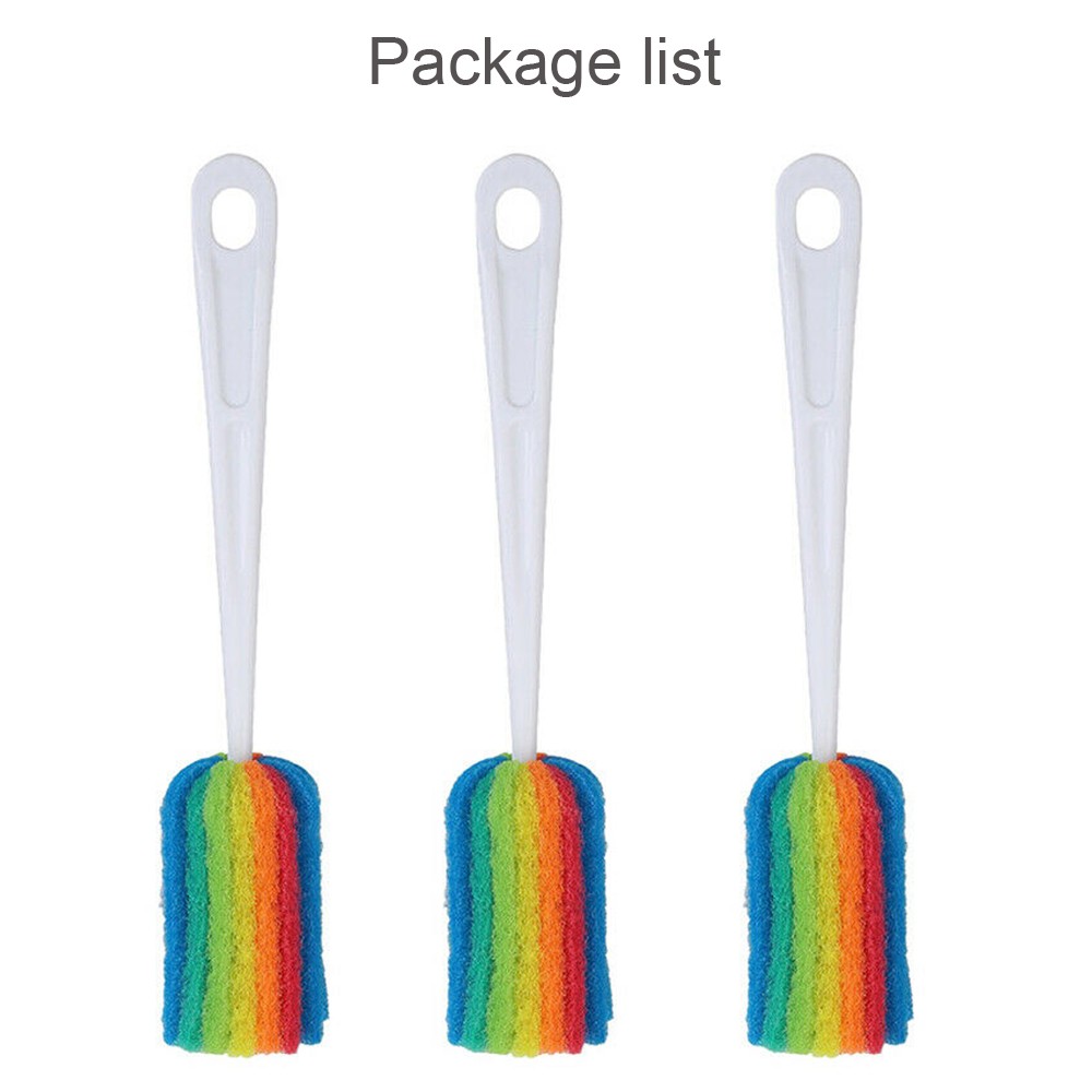 3PCS Cleaning Brush Bottle Scrubbers Sponge Cleaner for Coffee Glasses Washing