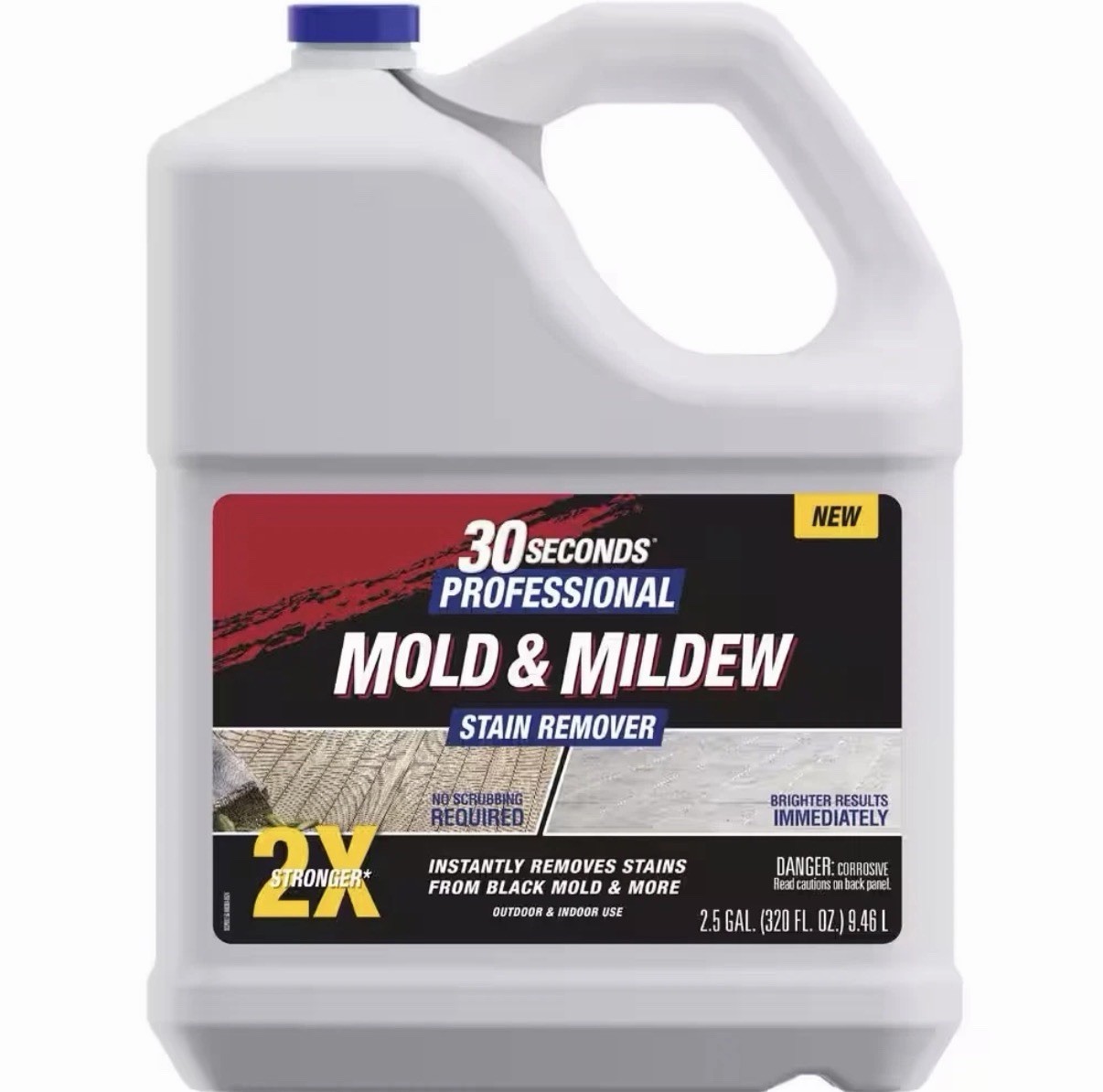 2.5 Gal Professional Outdoor Cleaner | Mold and Mildew Stain Remover 30 Seconds