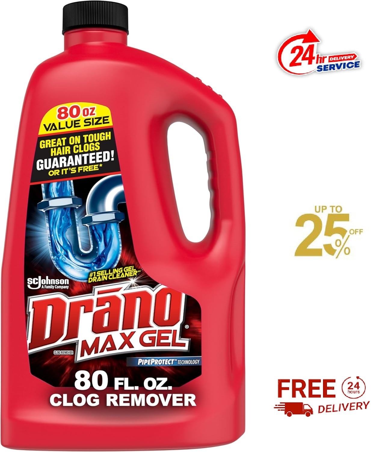 Drano Max Gel Drain Clog Remover and Cleaner for Shower or Sink Drains,80/160 Oz