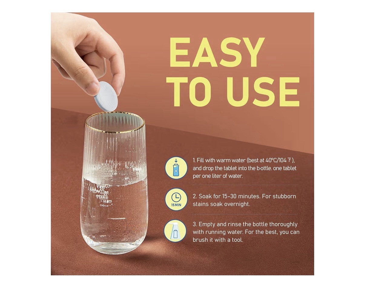 Water Bottle Cleaning Tablets, 18 Pack Bottle Clean Tablet 4 PACK (72 Tabs)