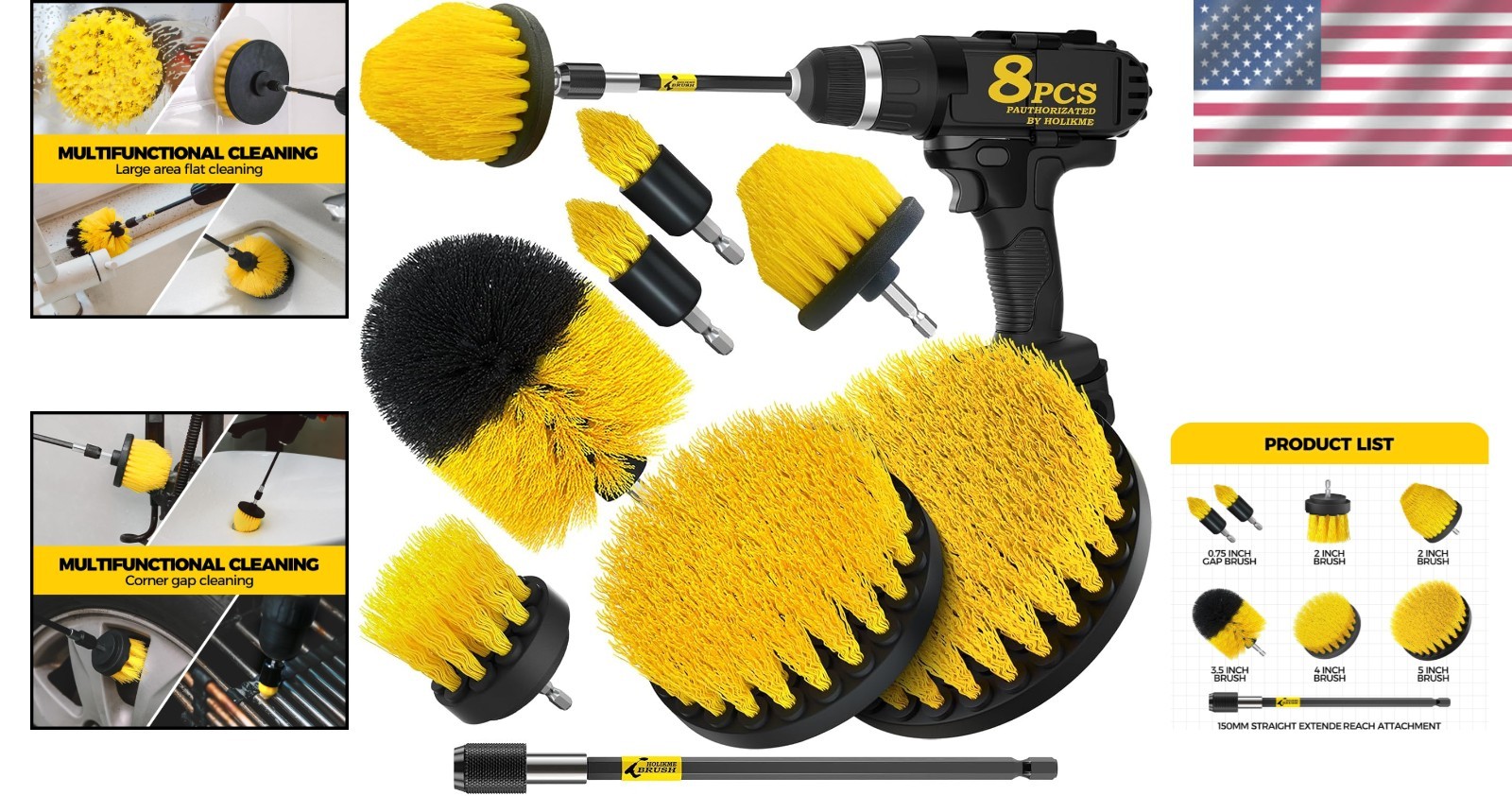 Drill Brush Set for Cleaning Grout Tile Bathtub Shower Car Power Scrubber