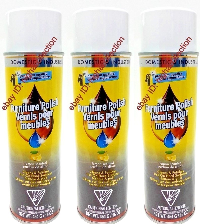 3 x Domestic/Industrial Lemon Scented Furniture Polish 16 oz Each Cleans/Polish