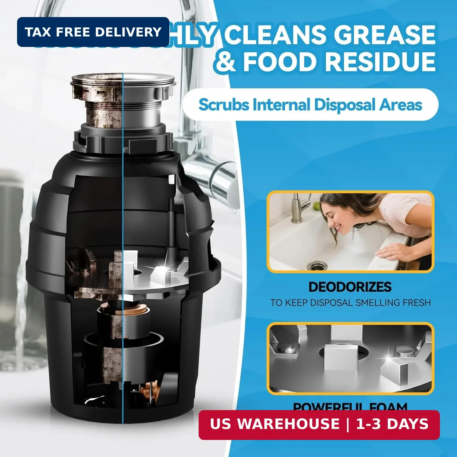 Garbage Disposal Cleaner Sink Drain Tablets 24 Packs for Kitchen Drains