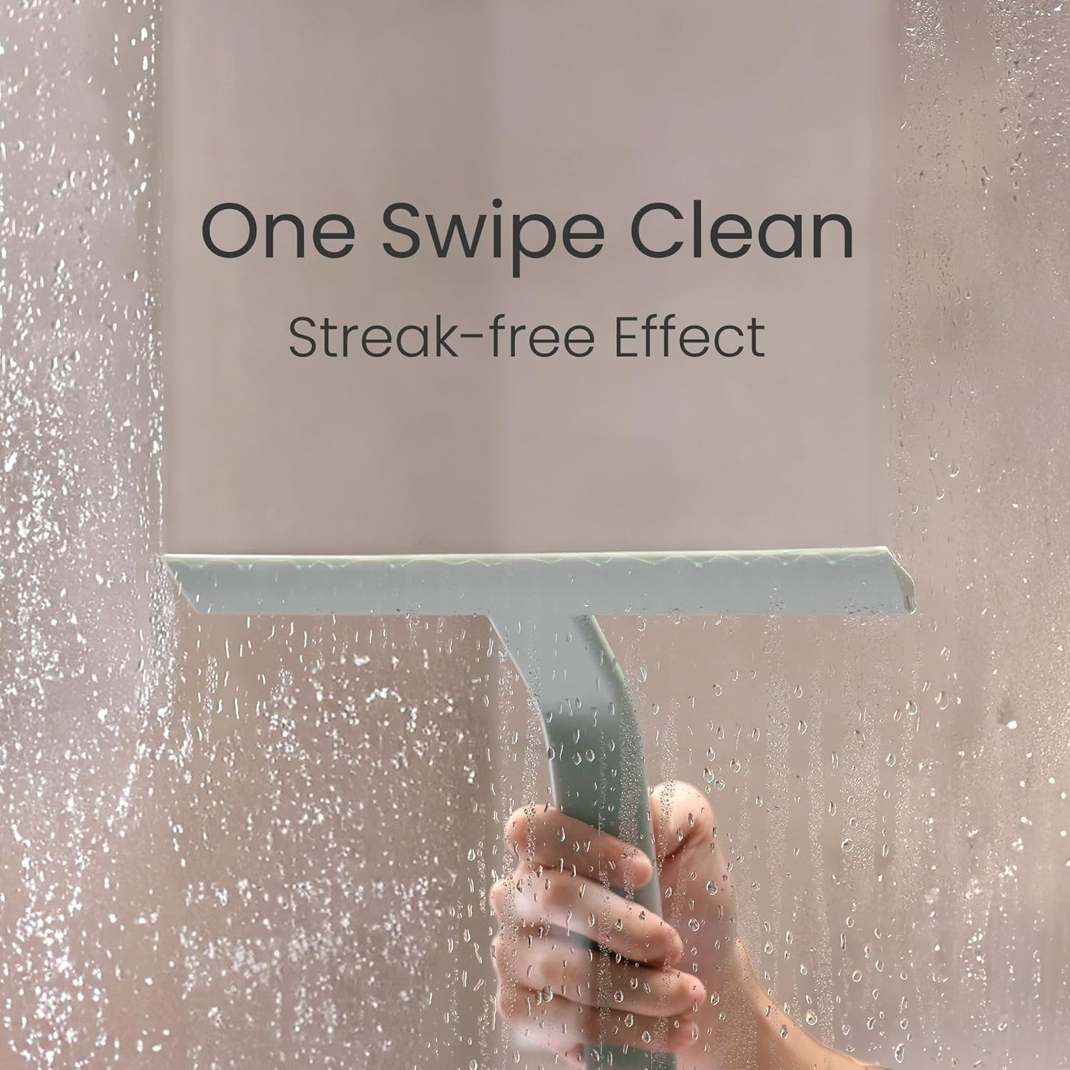 Shower Squeegee 10-Inch Sage Green Silicone Built-in Hook for Glass Doors