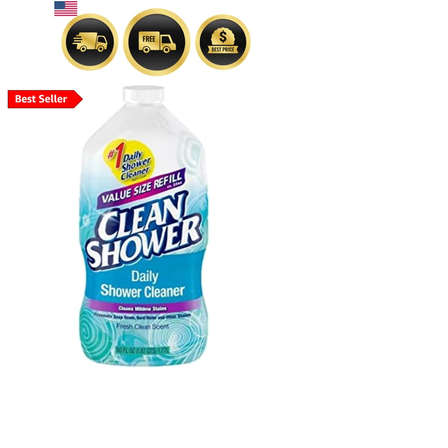 Clean+Shower++No+Scent+Basin+Tub+and+Tile+Cleaner++60+oz.+Liquid