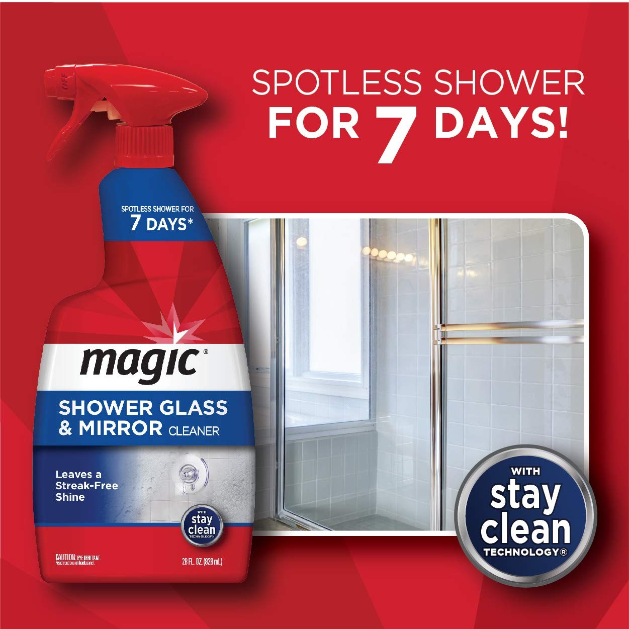 Shower Glass & Mirror Cleaner, 28 Fluid Ounce (Packaging May Vary)