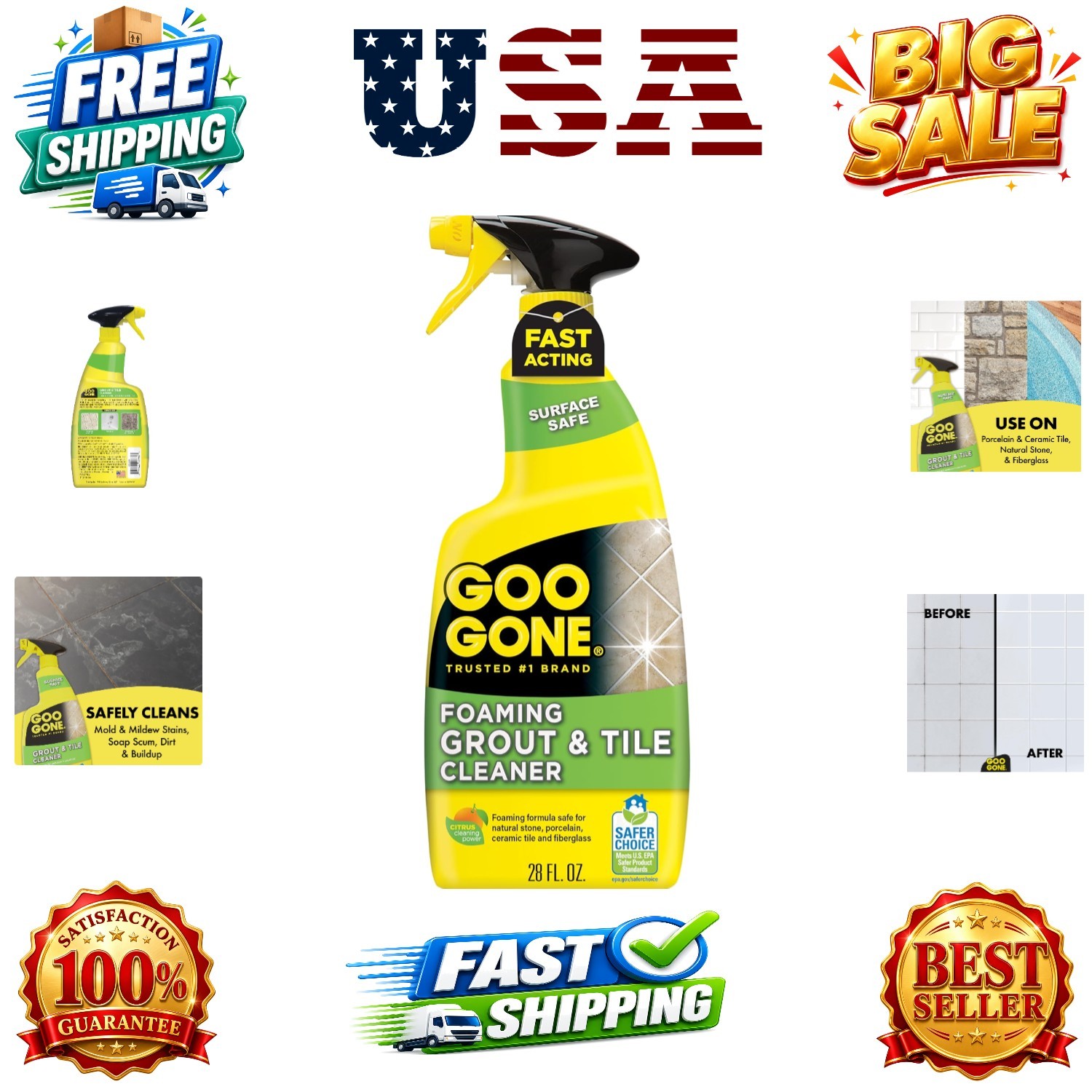 Grout & Tile Cleaner – 28 Ounce – Removes Tough Stains Dirt Caused By Mold Mi…