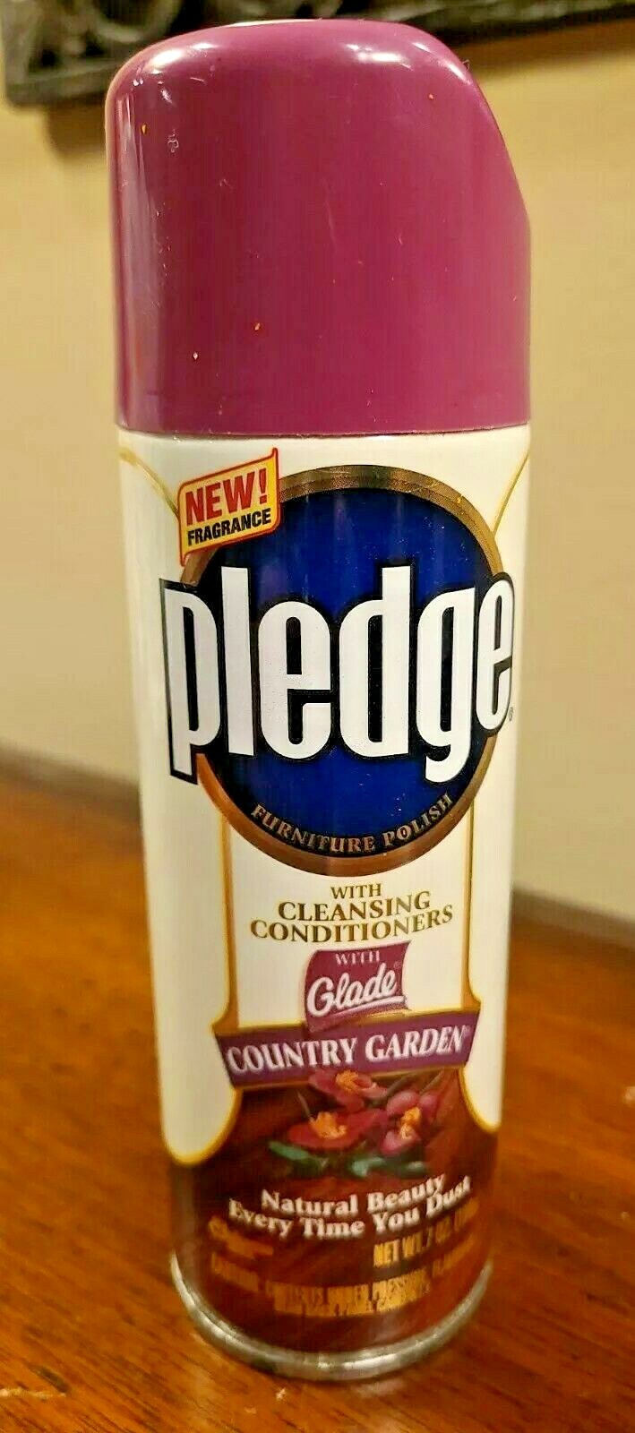 Vintage PLEDGE with GLADE COUNTRY GARDEN FURNITURE Polish Spray 1998 7 oz NOS