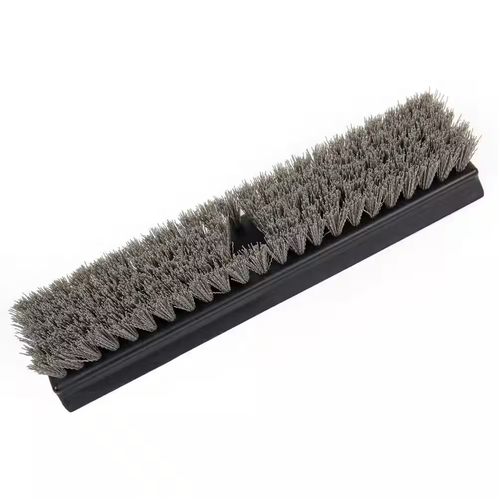 HDX 12 in. Plastic Deck Scrub Brush with 50 in. Steel Handle Stiff Bristles 1Pk