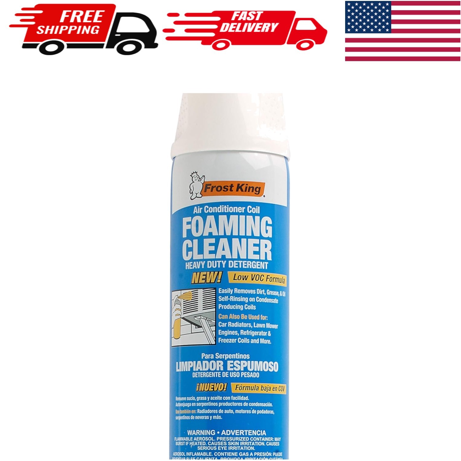 Frost King 19oz Foam Coil Cleaner: Quick Grease Removal with Lemon Freshness