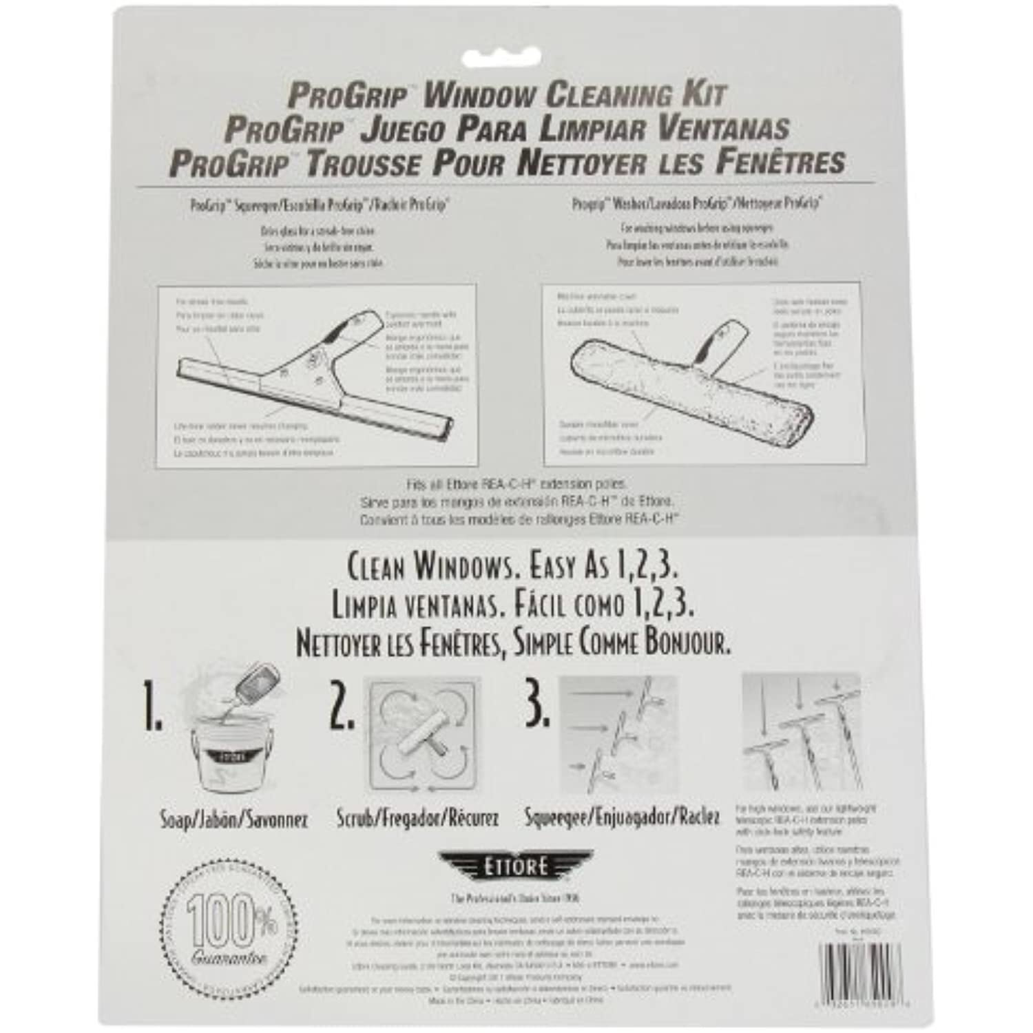 Ettore 65000 Professional Window Cleaning Kit 12 Squeegee and 10-Inch ProGrip