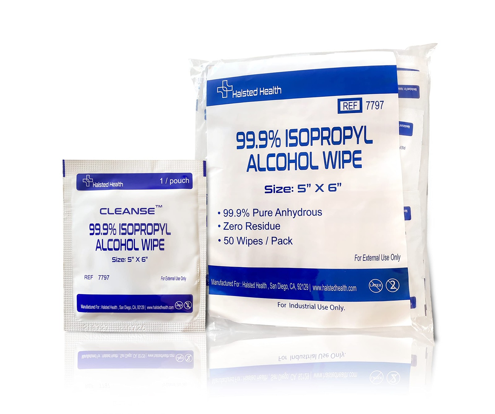 99.9% Isopropyl Alcohol Handy Wipes, 50 Counts Lint Free NonAbrasive No Water…