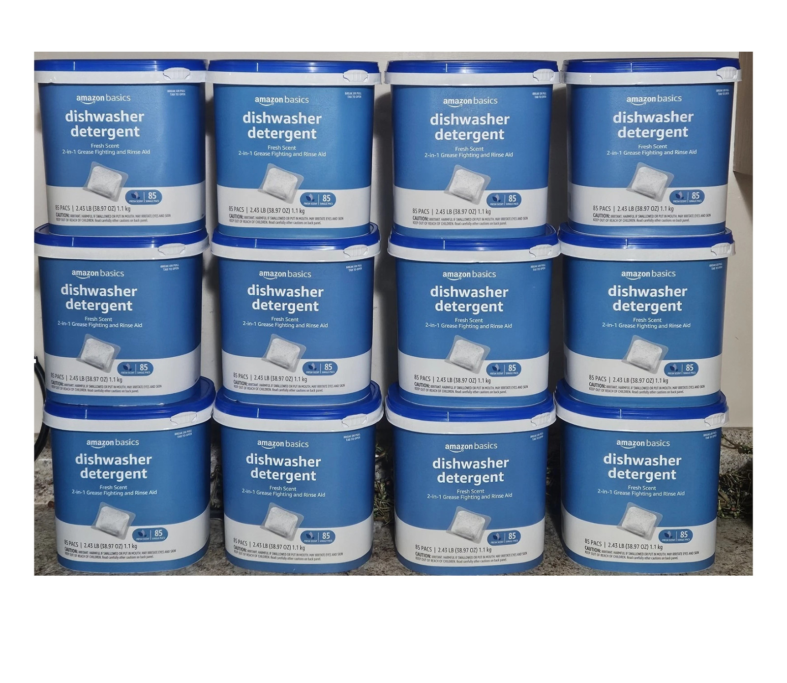Lot 12 New Dishwasher Detergent PODS Pacs FRESH SCENT (1020 TOTAL) Amazon Basics