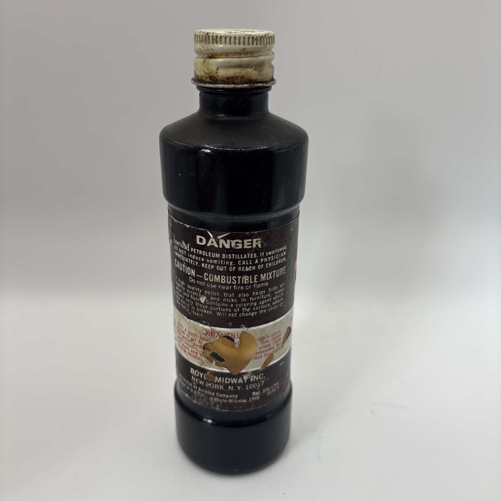 Vtg Genuine Old English Furniture Polish Scratch Cover Glass Bottle 8 Oz Used