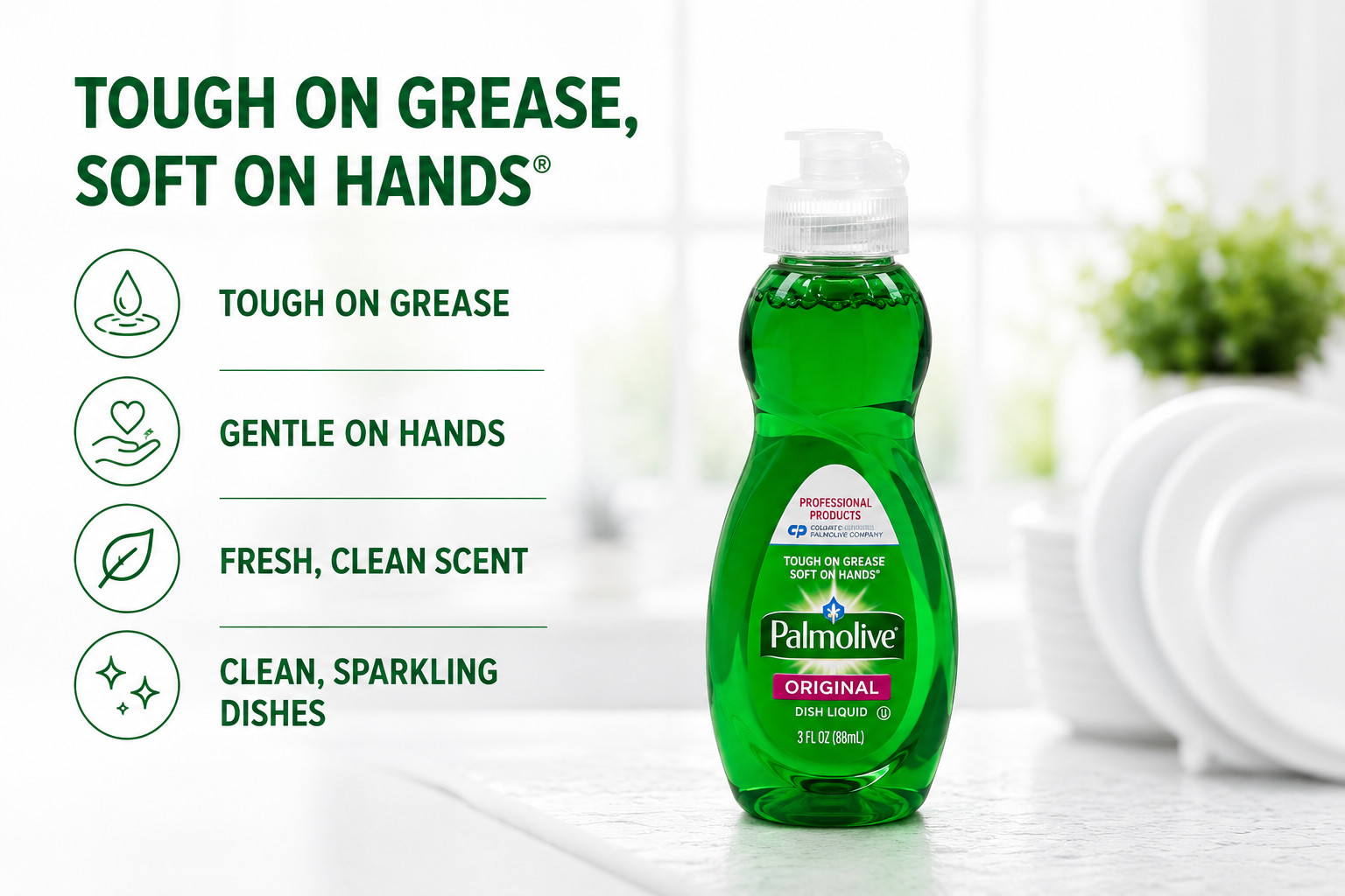 3-Pack Palmolive Original Dish Soap Liquid 3 Oz Bottles Grease Fighting Cleaner