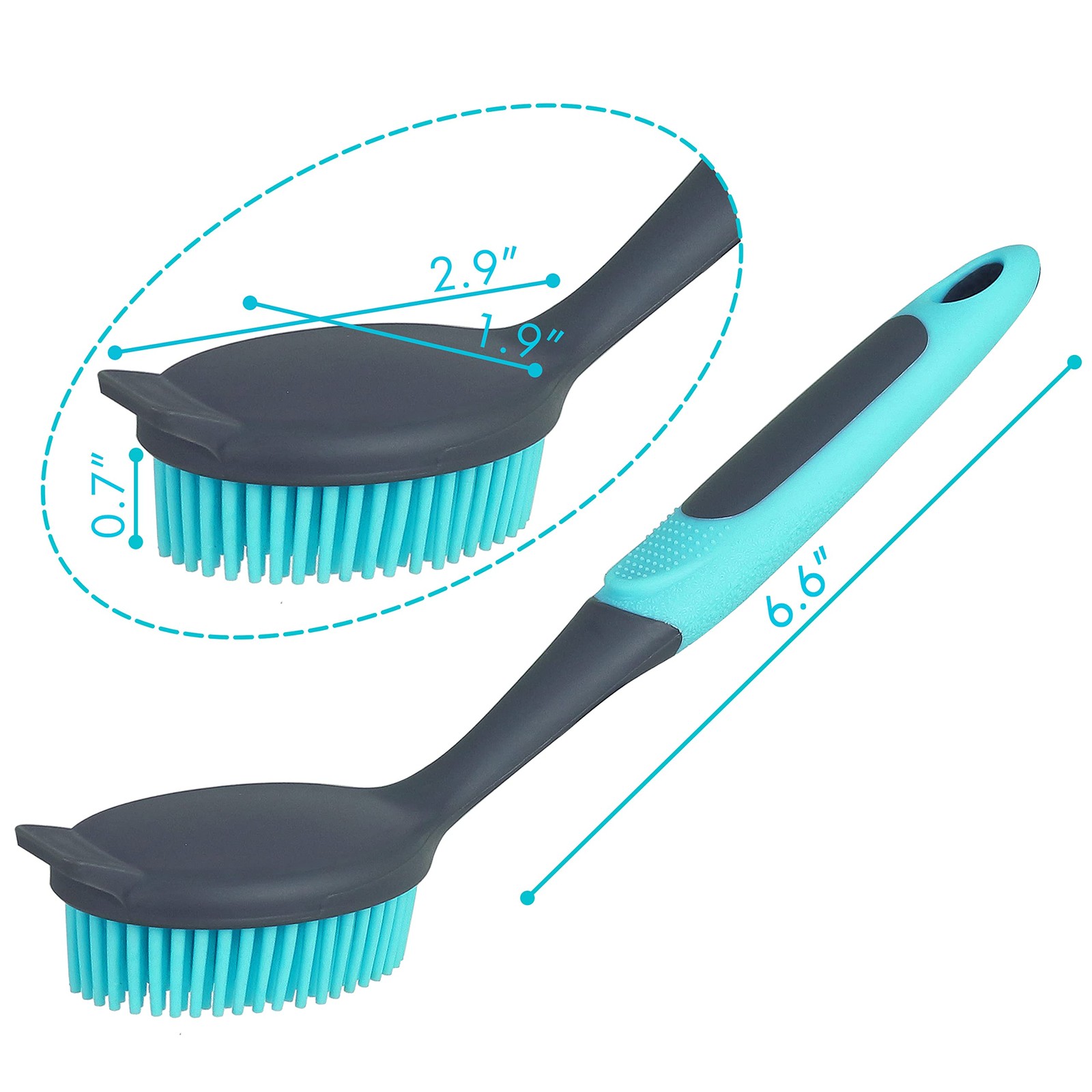 2-Pack Dish Brush with Handle Kitchen Dish Scrubber Soft Dishwashing Brush for