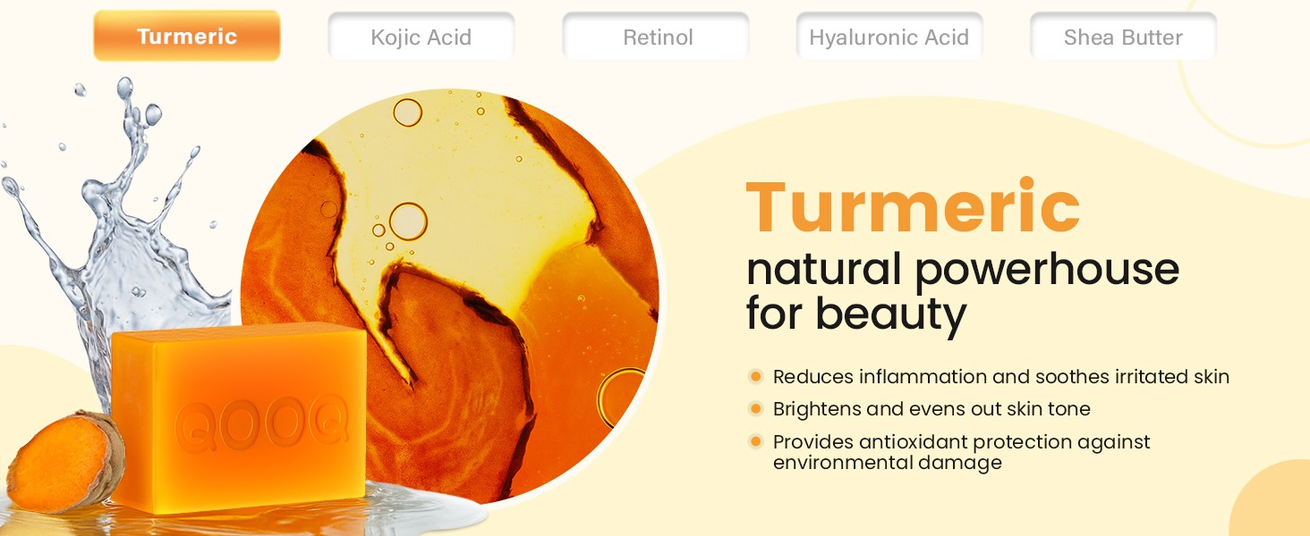 Turmeric Kojic Acid Soap for Dark Spots Remover – Facial Cleansing Bar with