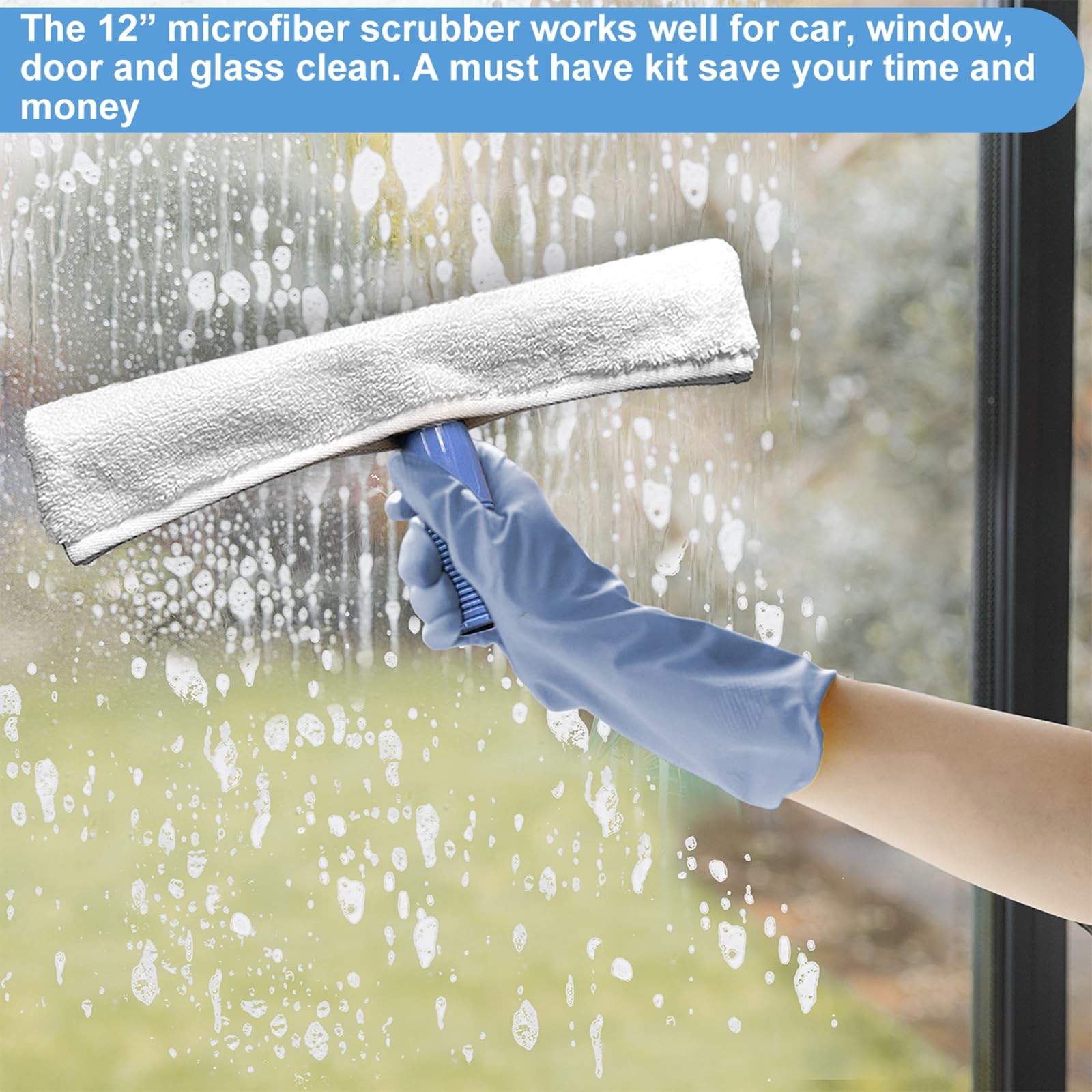 AMERWASH PLUS Window Squeegee Washing Kit for Shower Glass Door, Mirror and W…