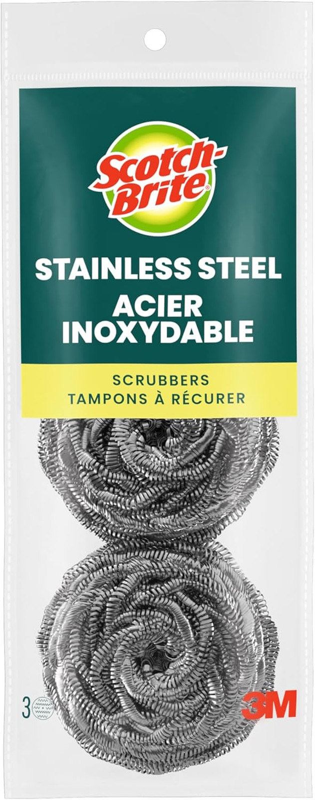 Stainless Steel Scrubbers – 3-Pack for Dishes, Kitchen & Household Cleaning