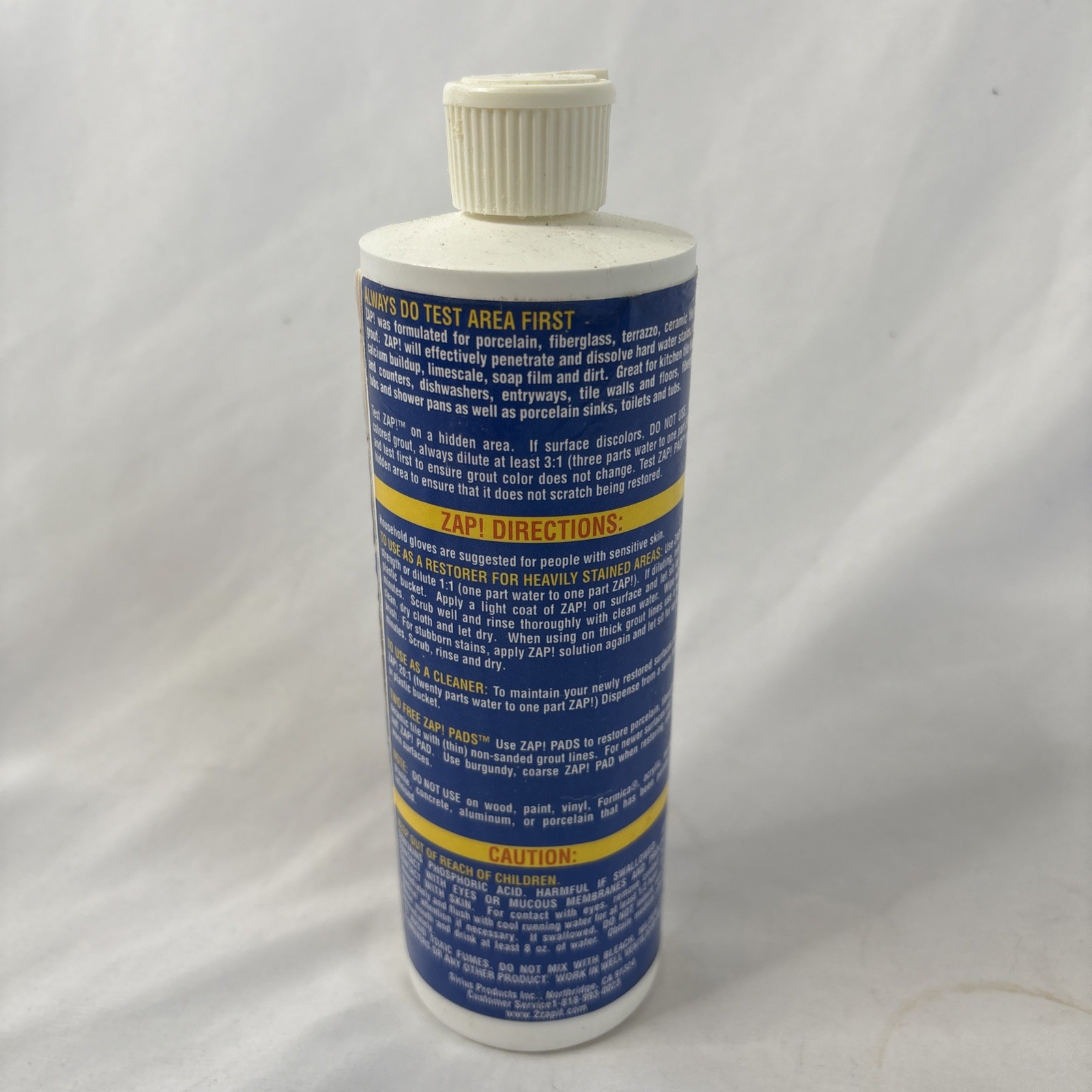 ZAP! 16oz Bottle Prof Restorer Porcelain Fiberglass Tile Grout 35% Full READ