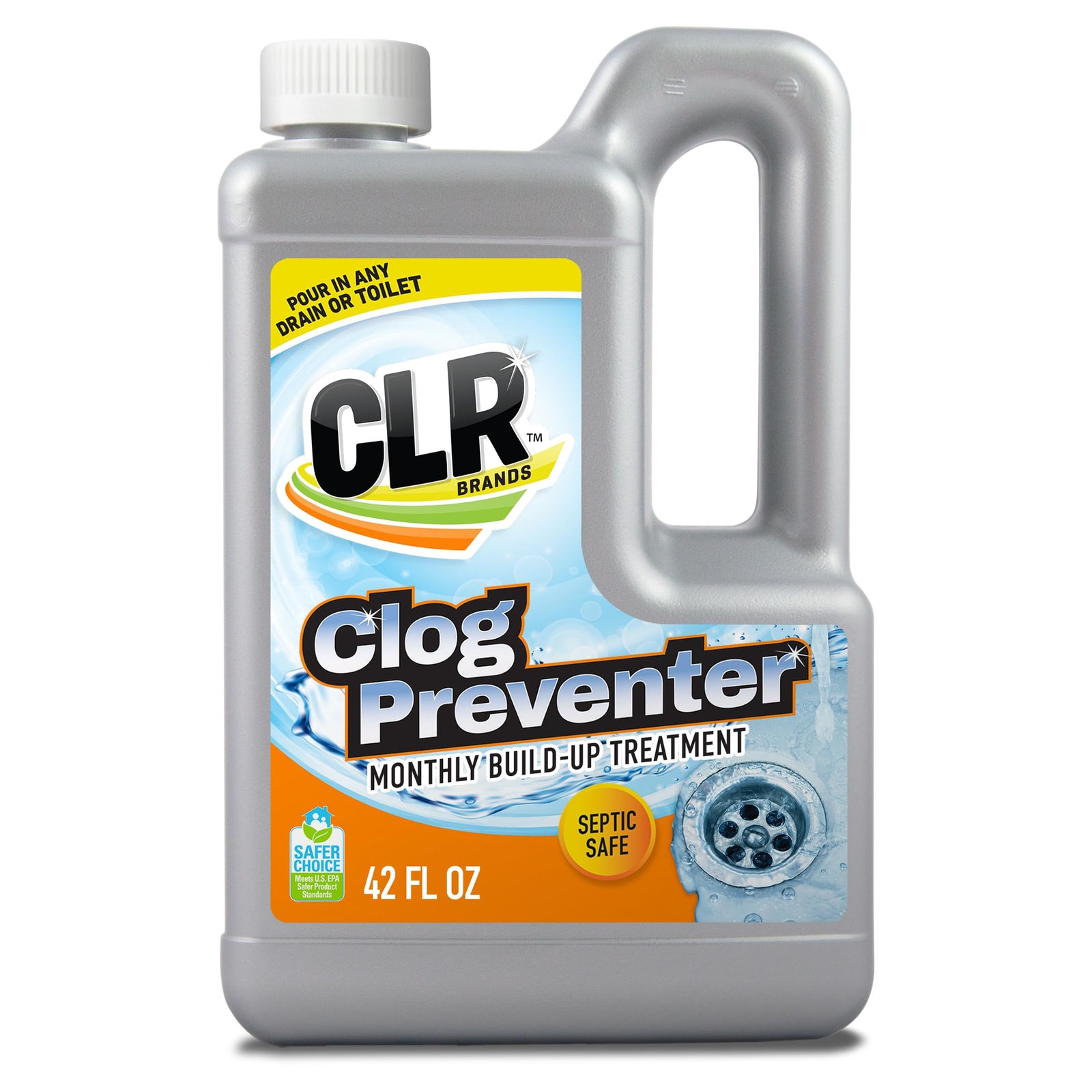 CLR 42 Oz Clog Preventer Drain Opener Safe for Septic Systems Fragrance Free