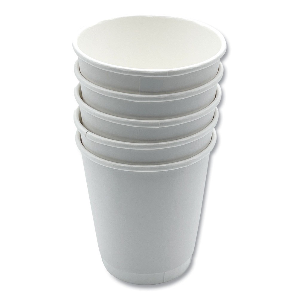 Boardwalk DW10HCUP 10 oz. Double-Walled Paper Hot Cups – White (500/CT) New