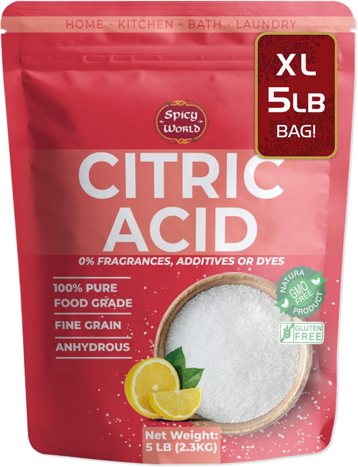 Pure Citric Acid 5 LB Bulk Bag – 100% Natural, Food , Non-GMO – Citric Acid f…