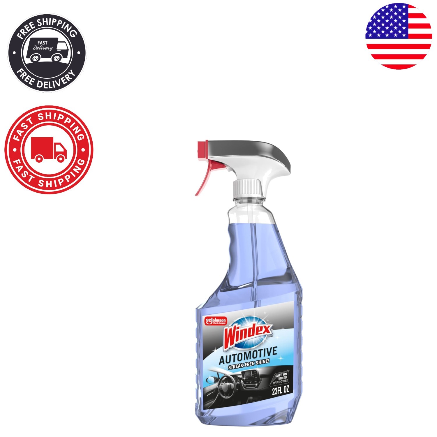 23 Fl Oz Windex Automotive Cleaner – Safe on Tinted Windows, Streak-Free Finish
