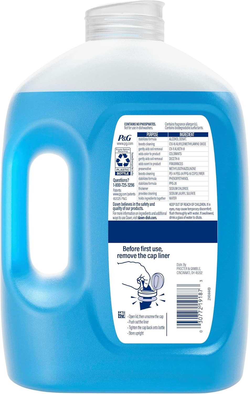 Dawn Ultra Original Dish Soap Refill Jug 51.5 oz Blue Liquid Grease Power