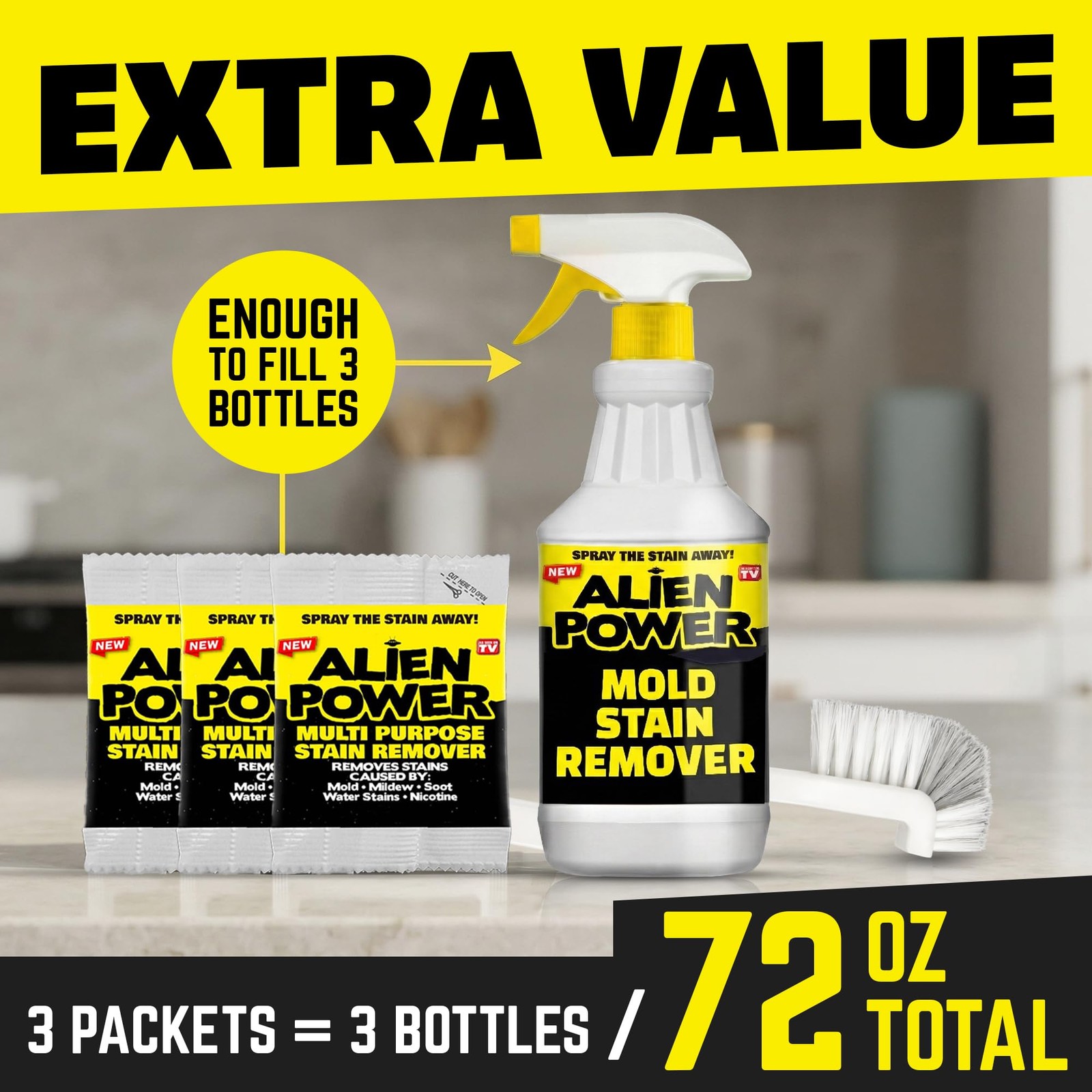 Alien Power 72 Fl Oz Instant Stain Remover Spray for Mold and Mildew and Grou…