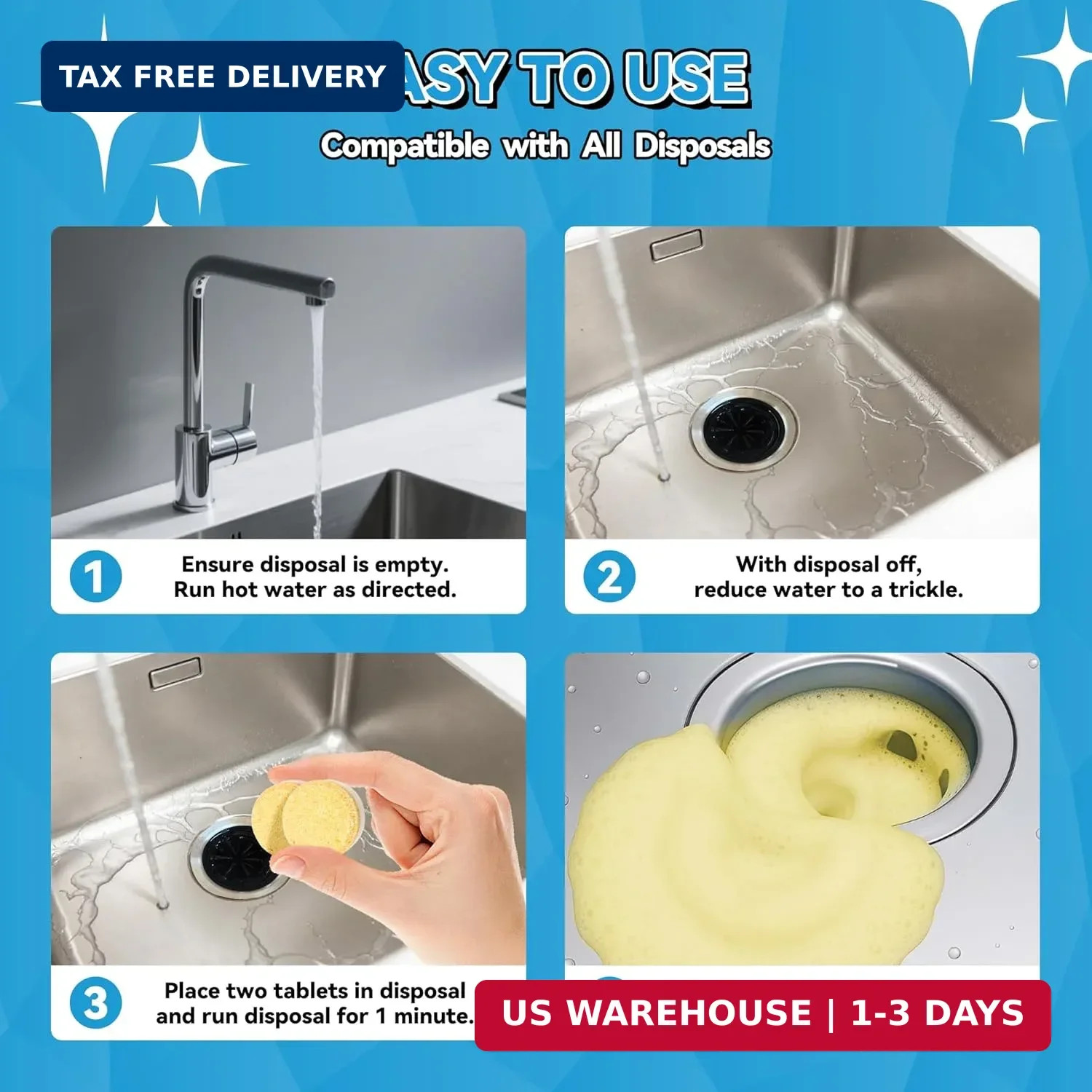 Garbage Disposal Cleaner Sink Drain Tablets 24 Packs for Kitchen Drains