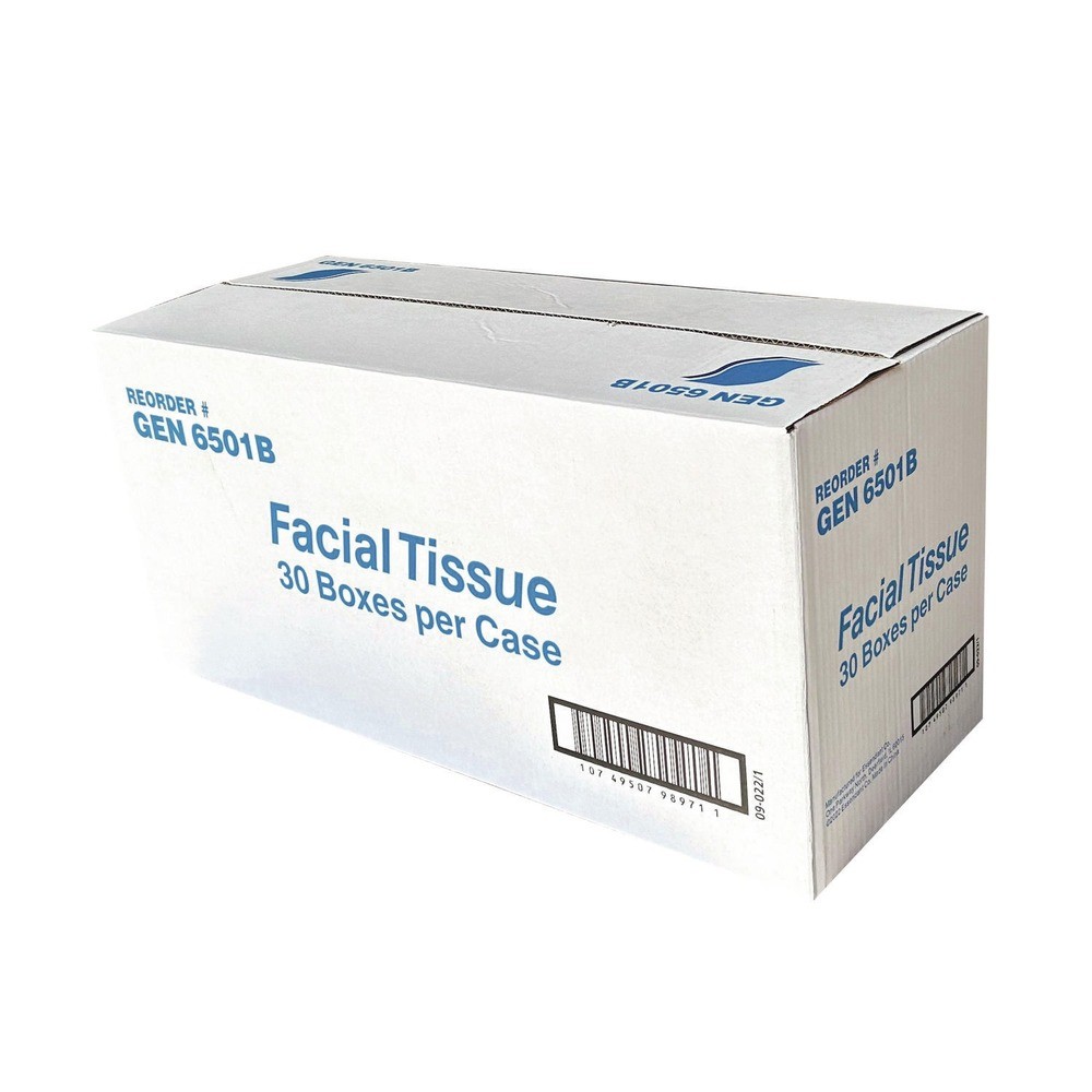 GEN 6501 2-Ply Flat Box Facial Tissue – White (3000/CT) New