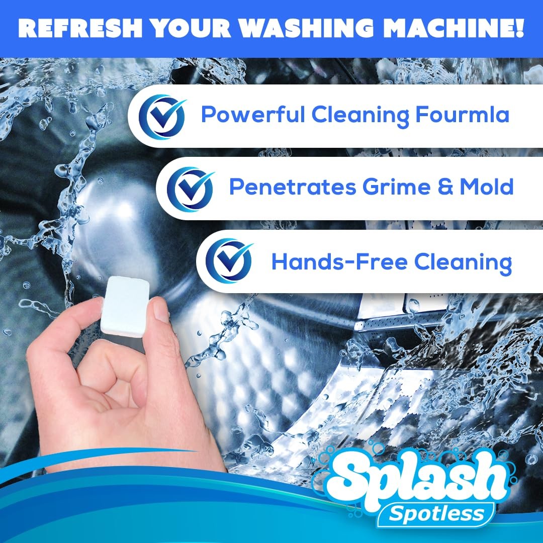 Splash Spotless Washing Machine Cleaner Tablets 6 Count Deep Cleaning Formula