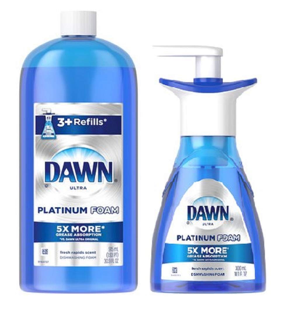 Platinum Erasing Dish Foam, Dishwashing Soap Pump And Refill Fresh Rapids Scent