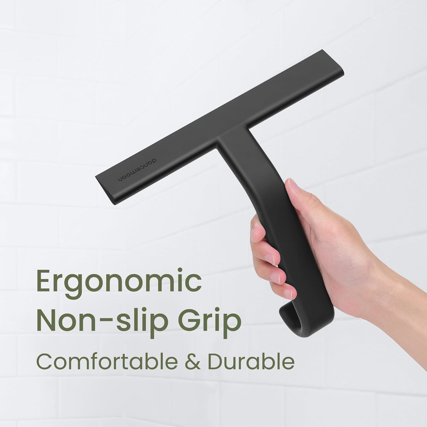 dancemoon JustHang Shower Squeegee for Glass Doors, All-One-Piece Award-Winning