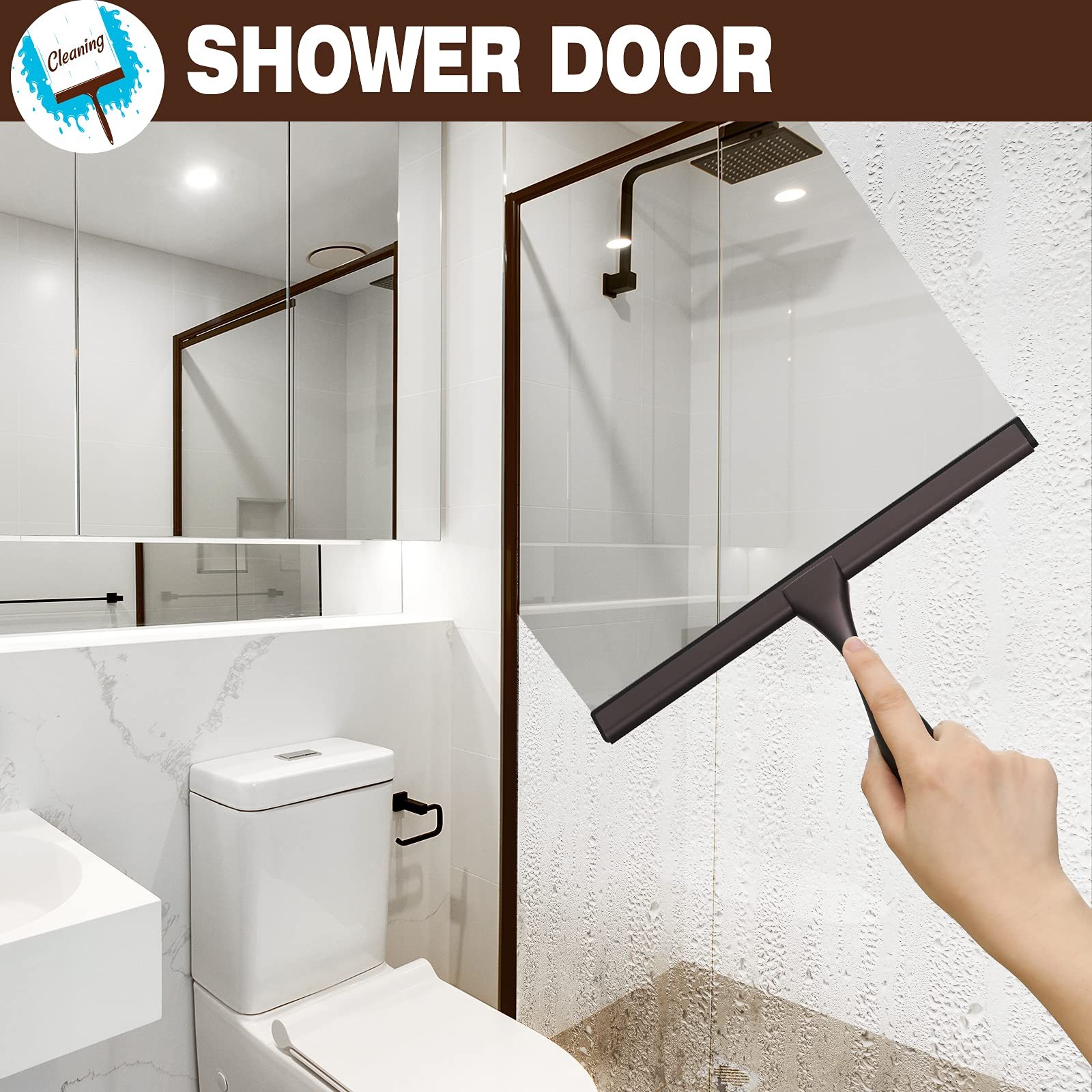 NETANY Shower Squeegee, 10-Inch Bronze Squeegee, All-Purpose Stainless Steel …