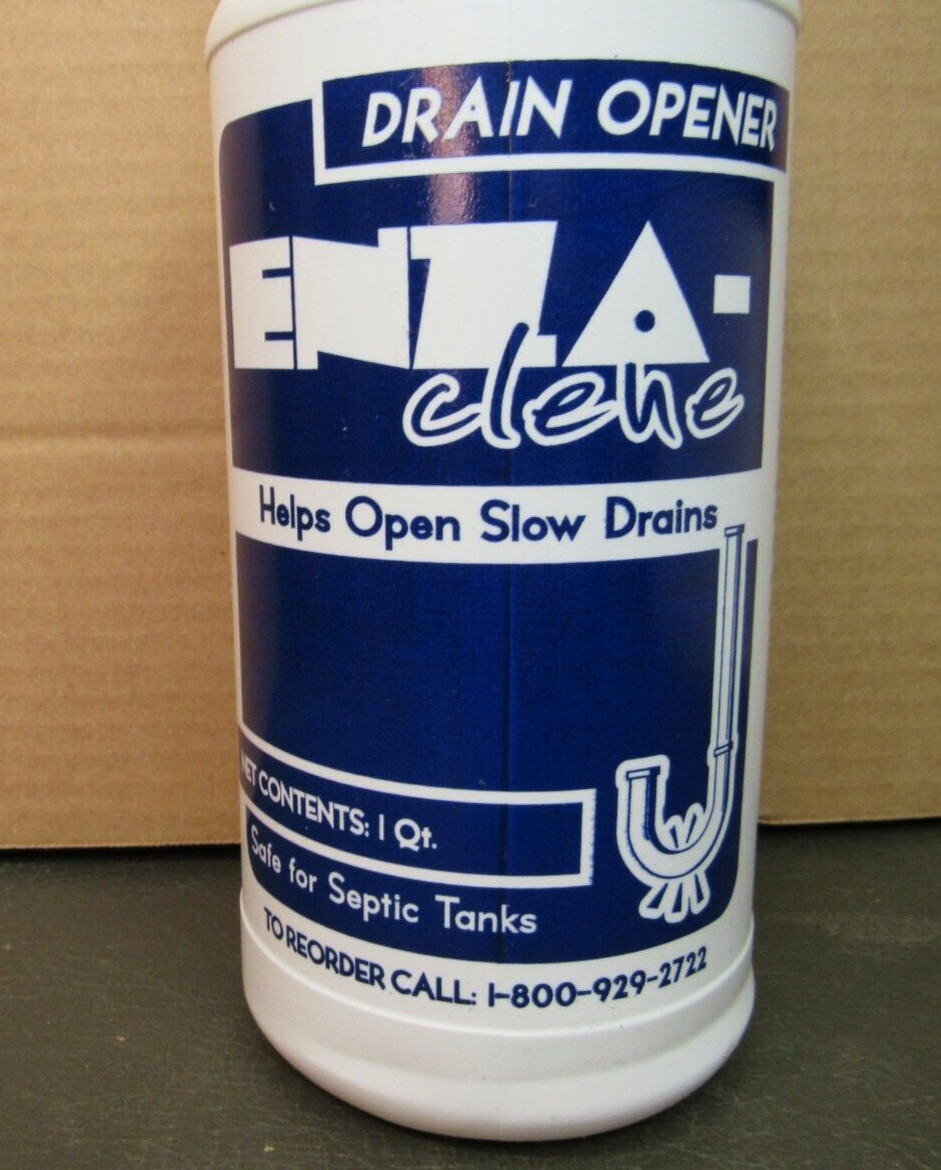 New All Natural ENZA-CLENE Drain Opener Cleaner 1 Quart Environmentally Safe NOS