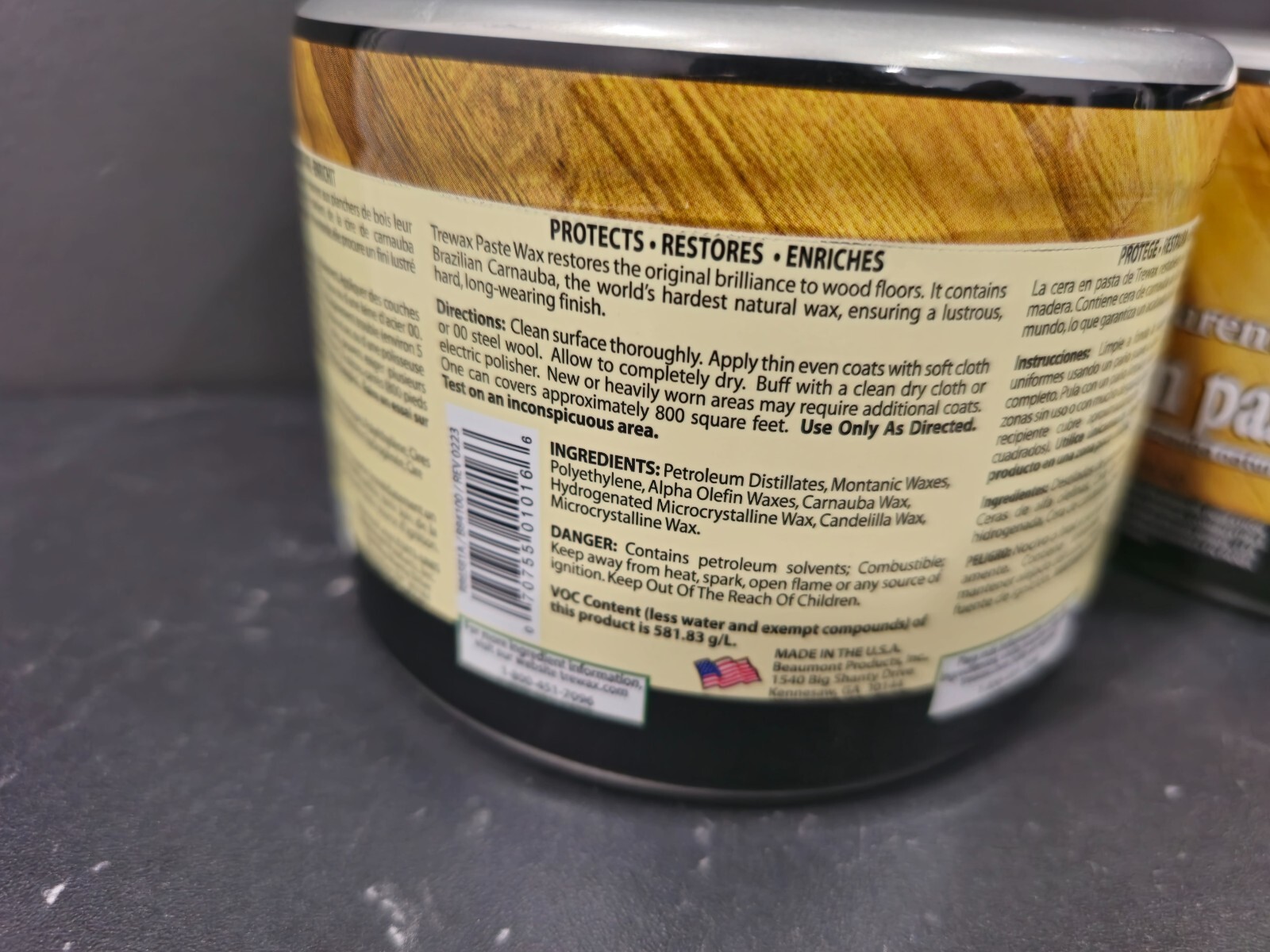 2 Pack Trewax Paste Wax with Carnauba Wax, Clear, 12.35-Ounce, Hardwood Floors