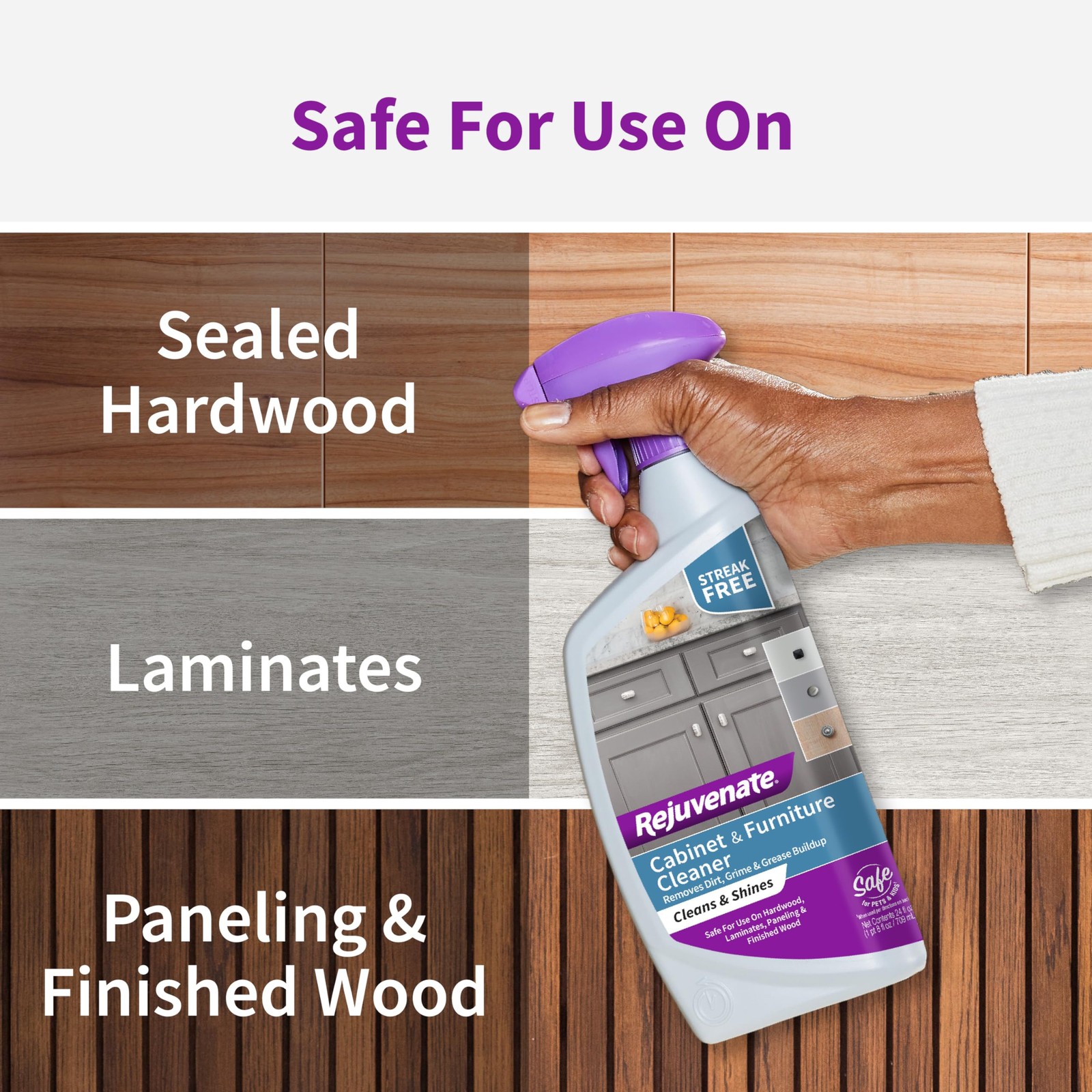 rejuvenate Cabinet And Furniture Cleaner Removes Dirt Grime And Grease 24 Ounces