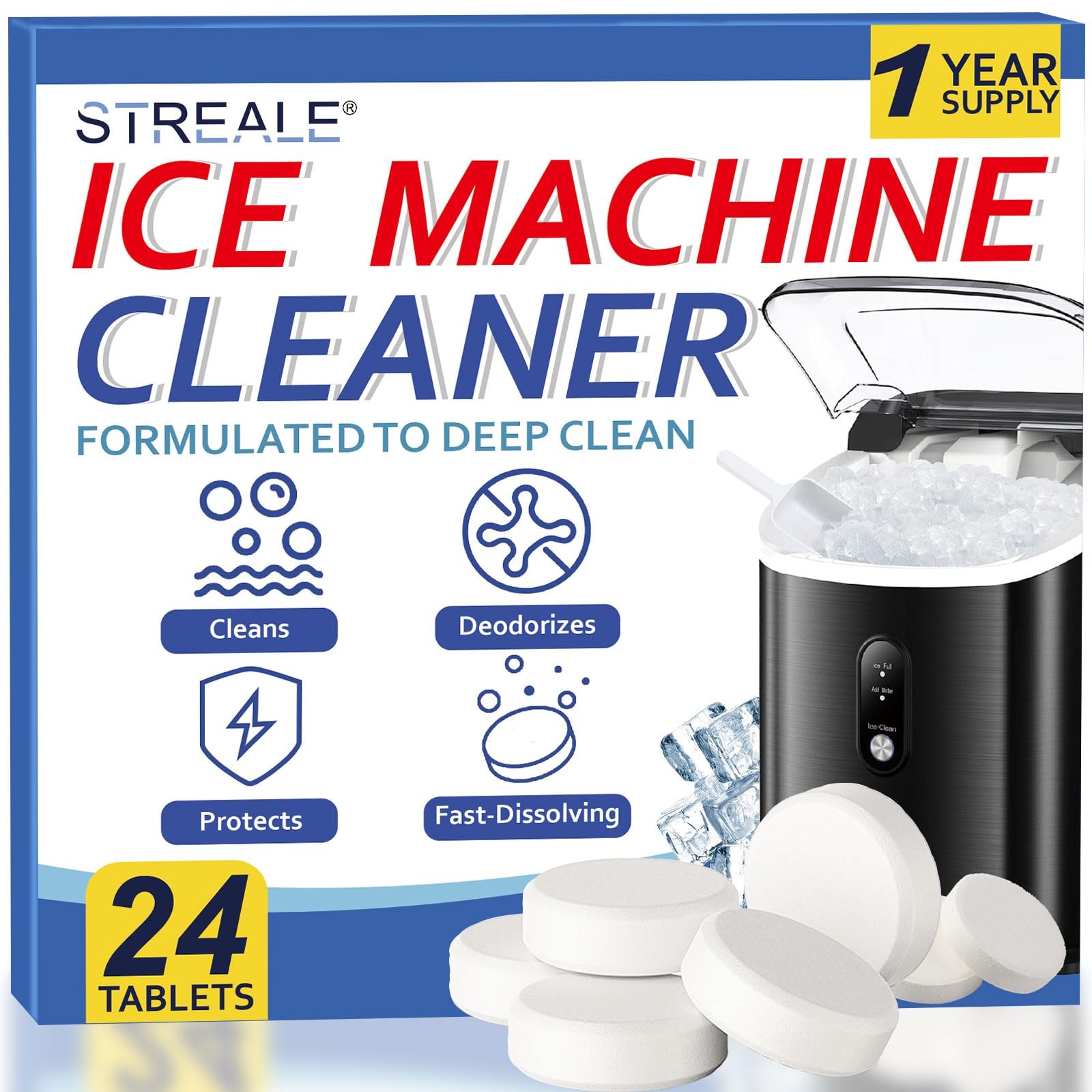 STREALE Ice Machine Cleaner Maker and Descaler – 24 Ice Maker Cleaner Tablets…