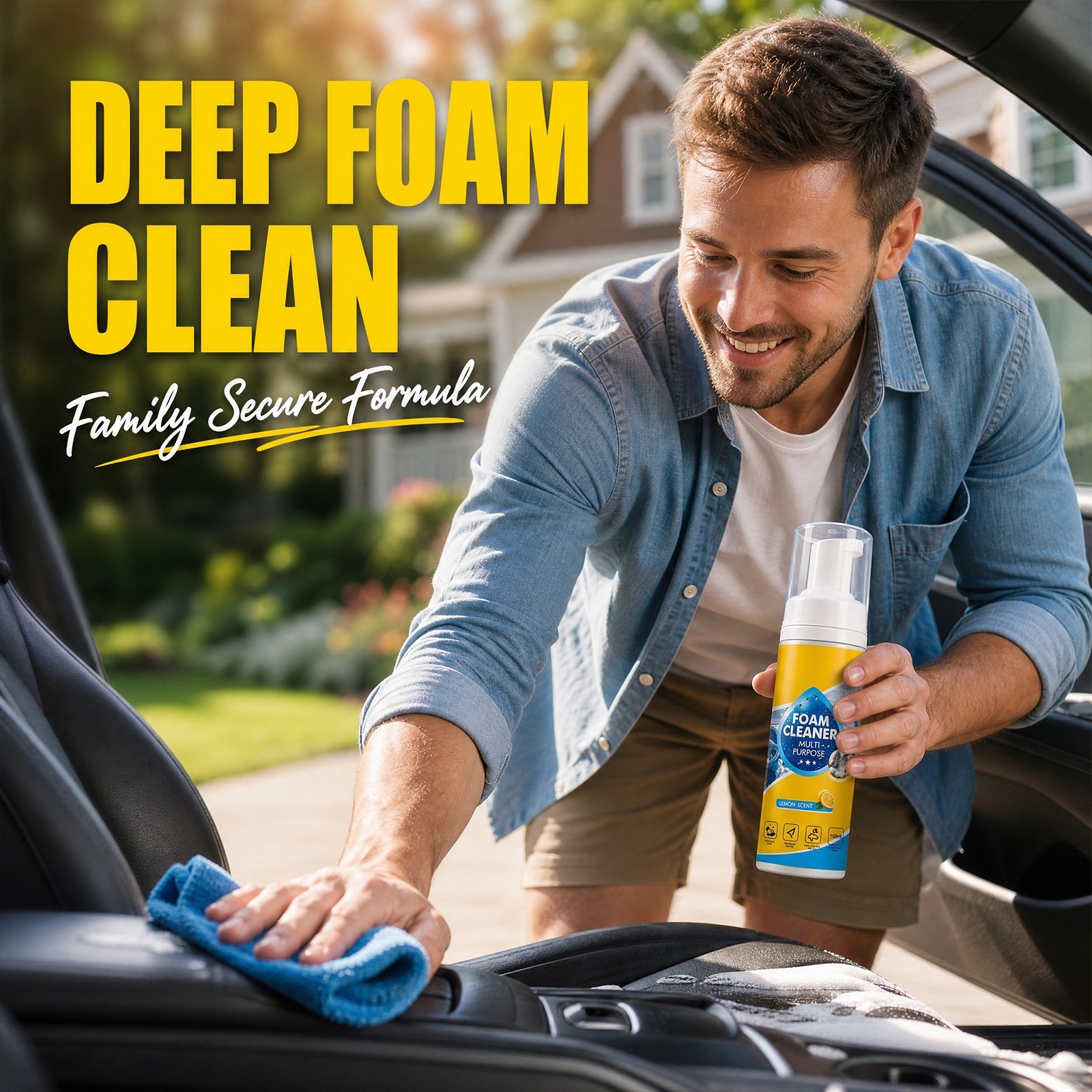4-in-1 Multi-Enzyme Foam Cleaner, All-Purpose Spray 5oz with Sponge & Towel