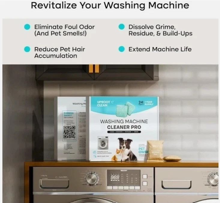 Uproot Clean Washing Machine Cleaner Tablets – 24 Pack for a 12 Month Supply. Fo