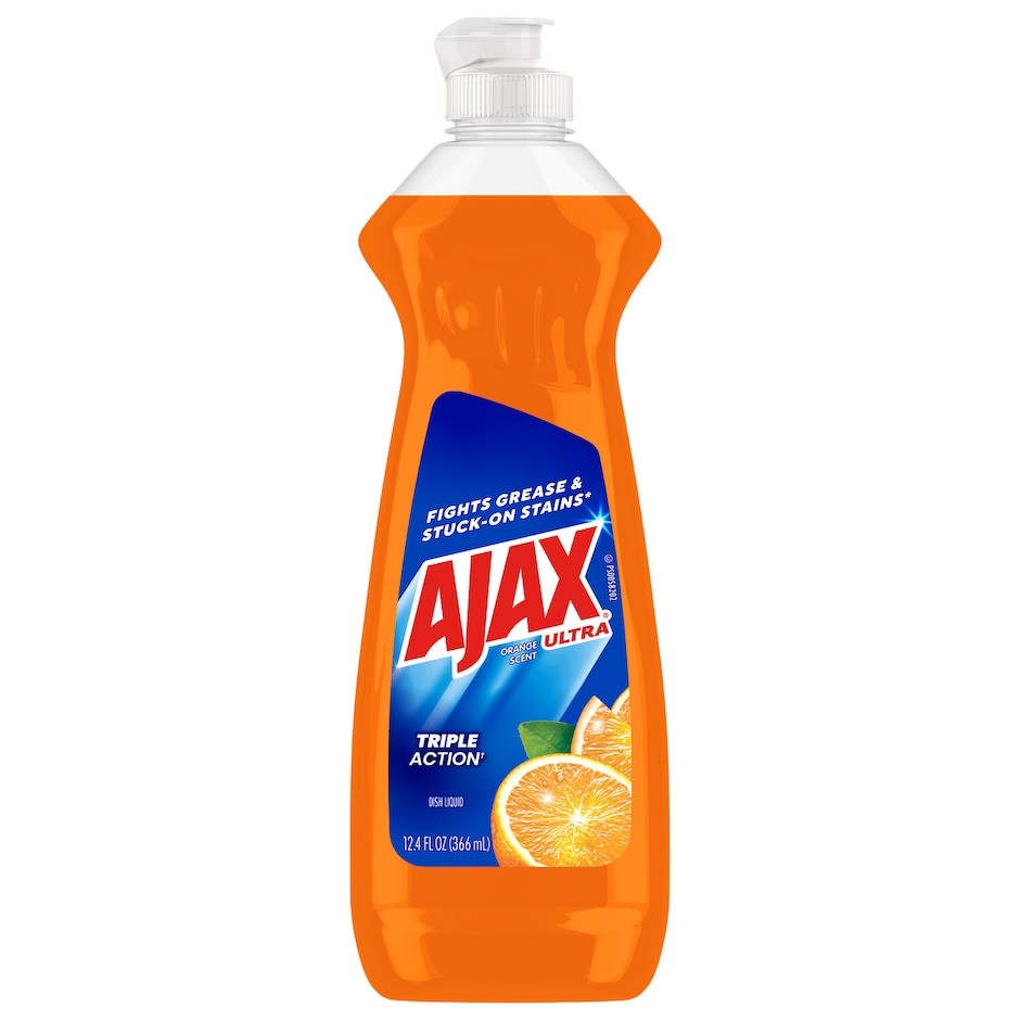 Ajax ORANGE Ultra Triple Action Dish Washing 12.4oz 4-PACK + 2 Wool Pot Scrubber