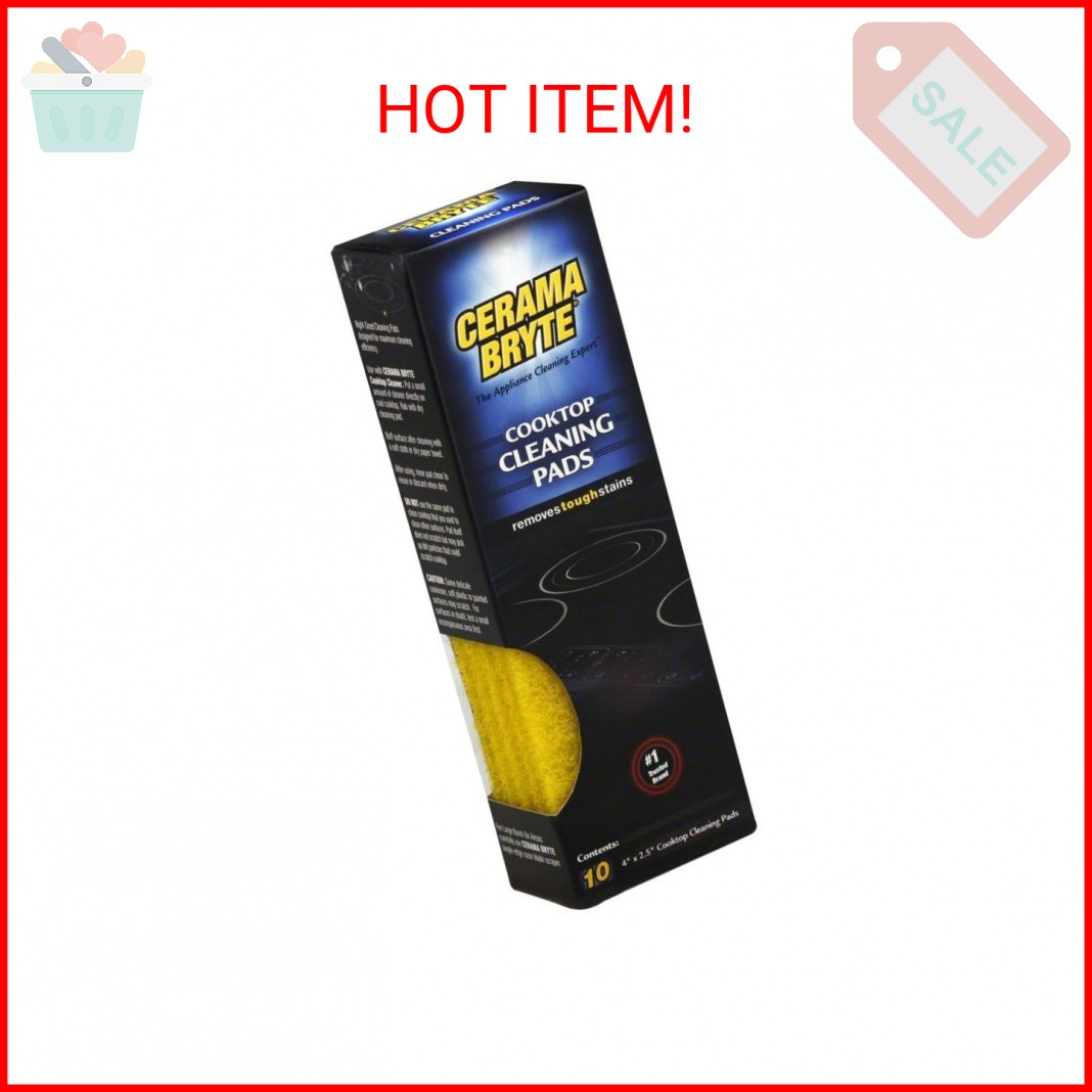 Cerama Bryte 1 x 10 Pack Cleaning Pads Cooktop and Stove Top Cleaner for Glass –