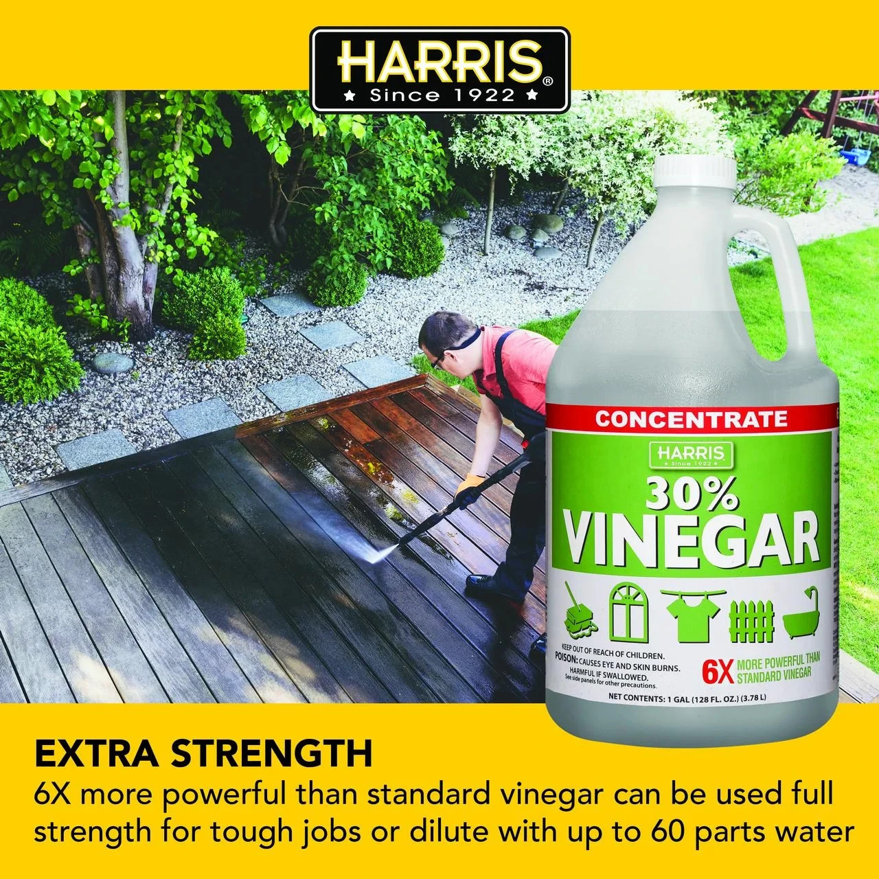 2 Pack Harris 30 Percent Vinegar Concentrated All Purpose Cleaner 1 Gallon Jug
