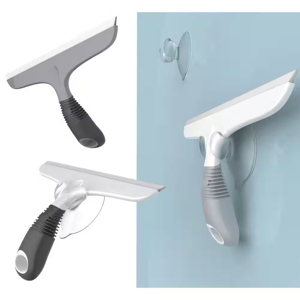 10 In. All-Purpose Silicone Squeegee with Handle Suction Hook for Windows Shower