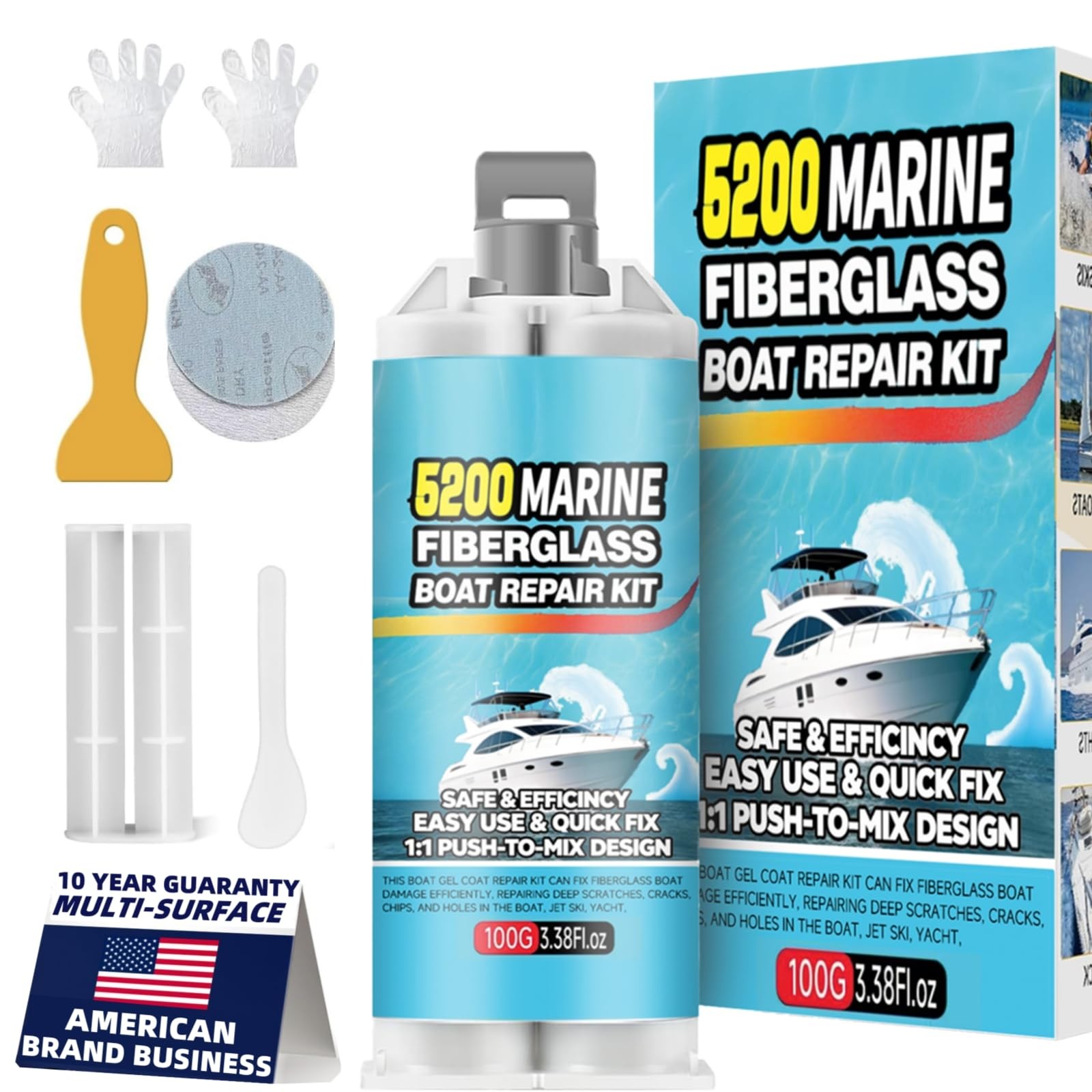 5200 Marine Fiberglass Repair Kit, Marine Gel Coating Repair Kit, Epoxy Resin…