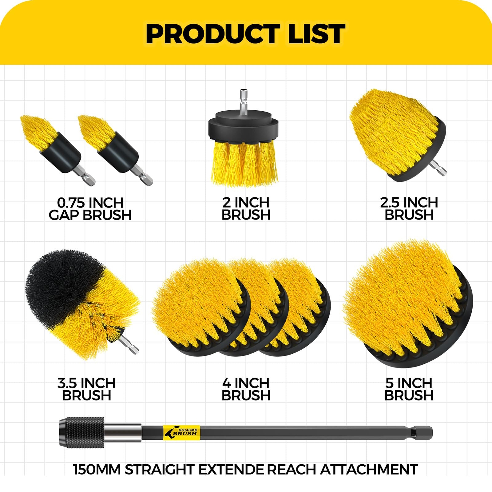 10Pk Drill Brush Attachment Set Car Interior Detailing Kit Power Scrubber Brush