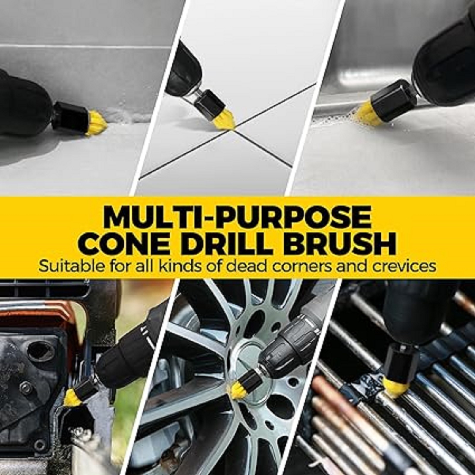 6-Pack Drill Brush Power Scrubber Kit for Grout, Tile, Floor, Shower & Kitchen